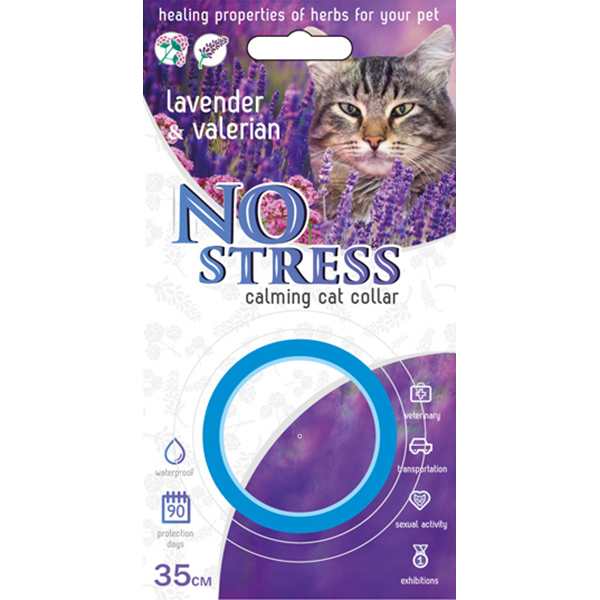 фото Ошейник для кошек no stress lavender & valerian успокаивающий 35 см