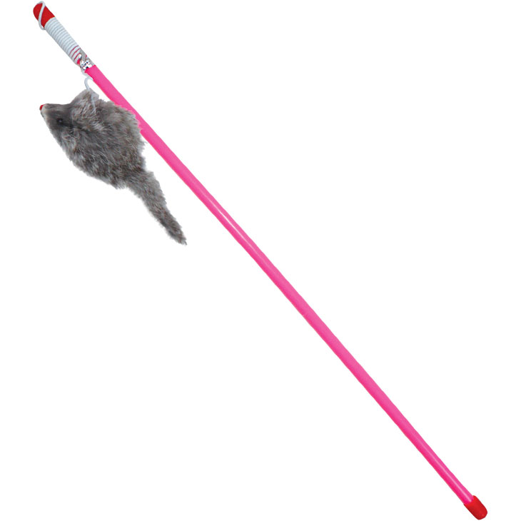 фото Игрушка для кошек triol удочка-дразнилка серая мышка 7х50 см