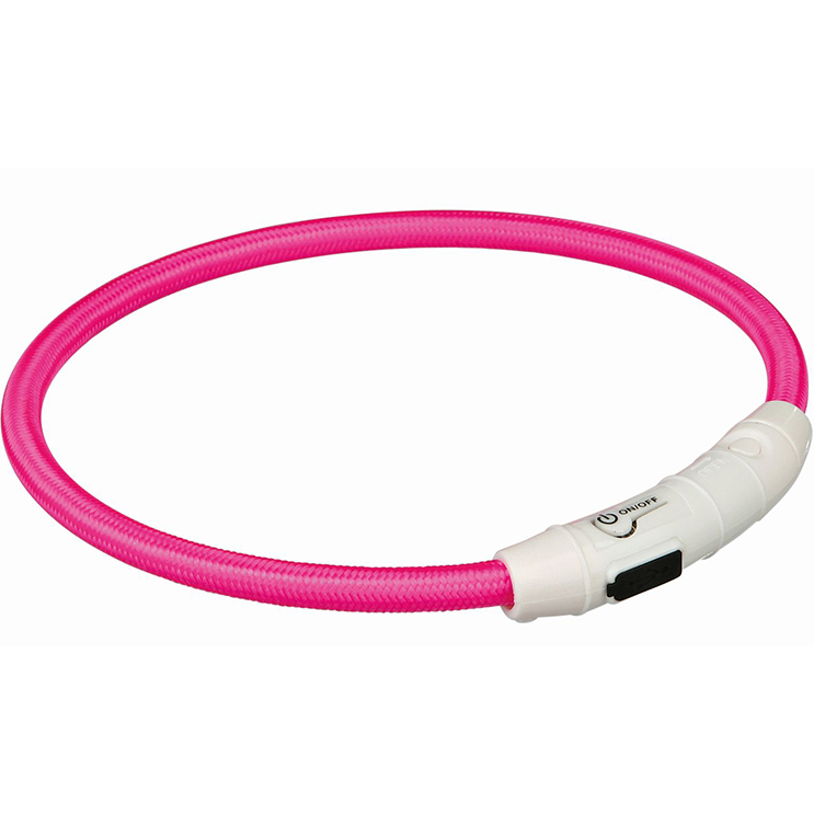 Ошейник для собак TRIXIE Мигающее кольцо USB M-L розовый