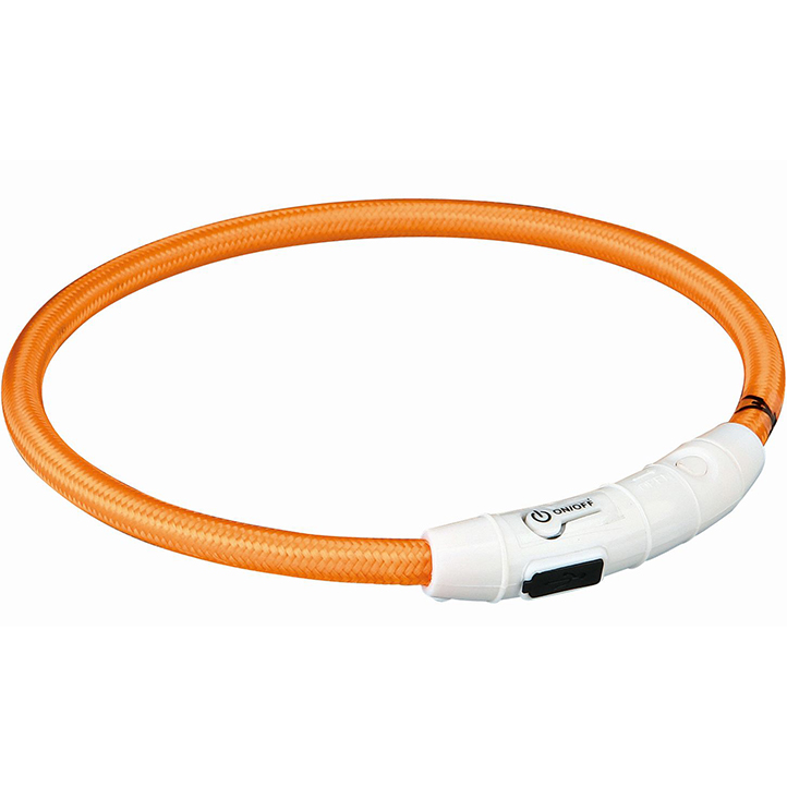 Ошейник для собак TRIXIE Мигающее кольцо USB XS-S оранжевый