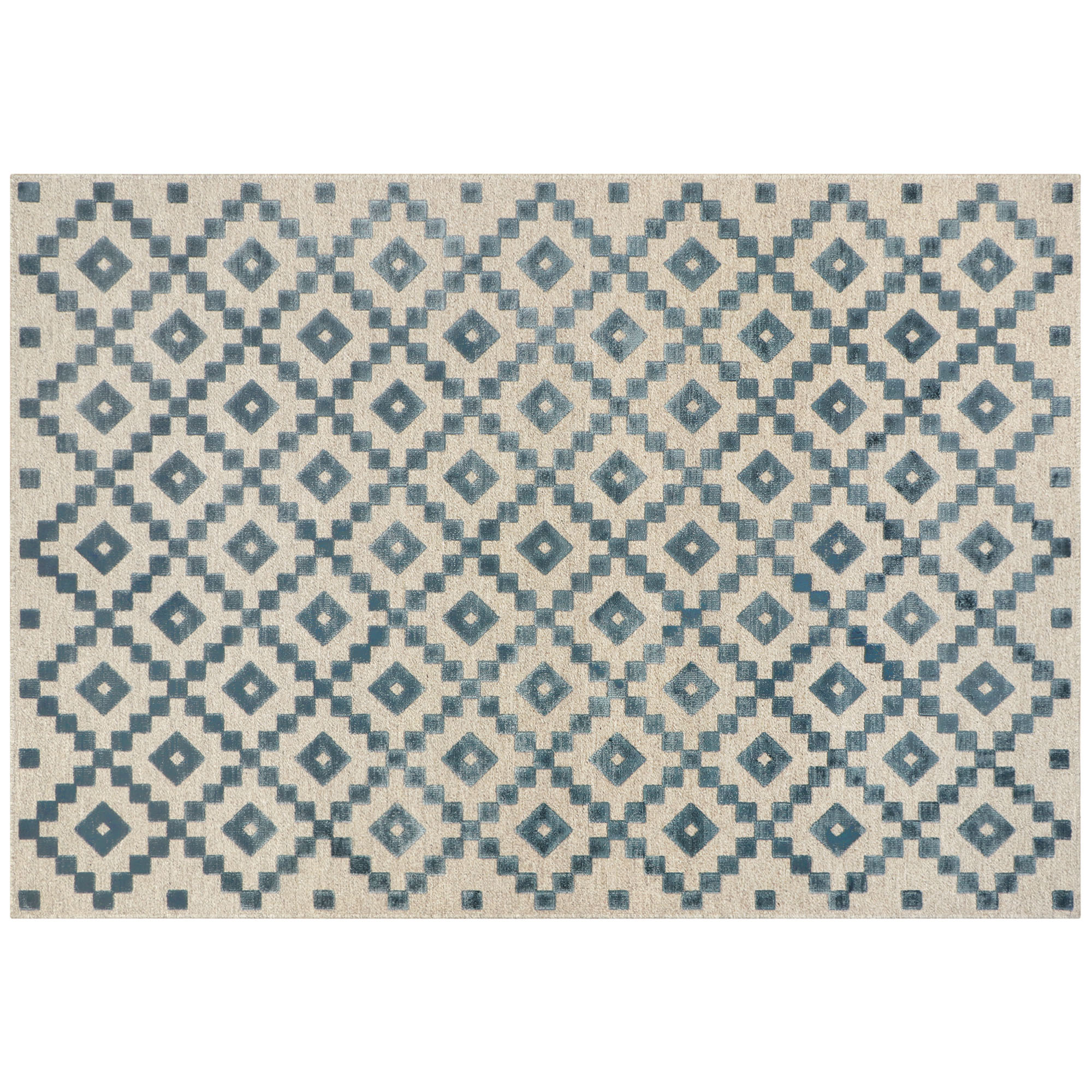 фото Ковёр ковровые галереи лана бежевый с синим (627/043) 160х230 см