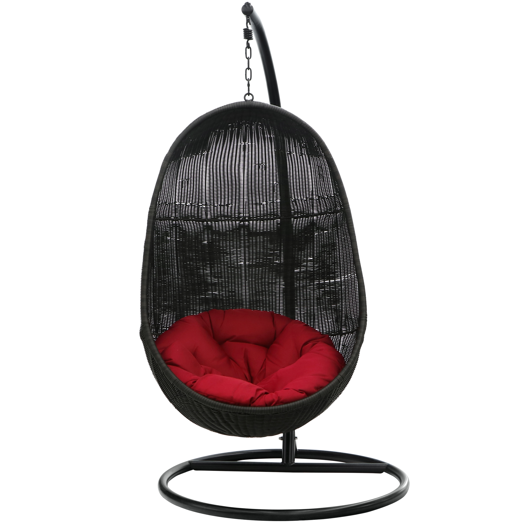 Кресло-гамак подвесное Tengorattan искусственный ротанг с подушкой 100х100х195см, цвет черный