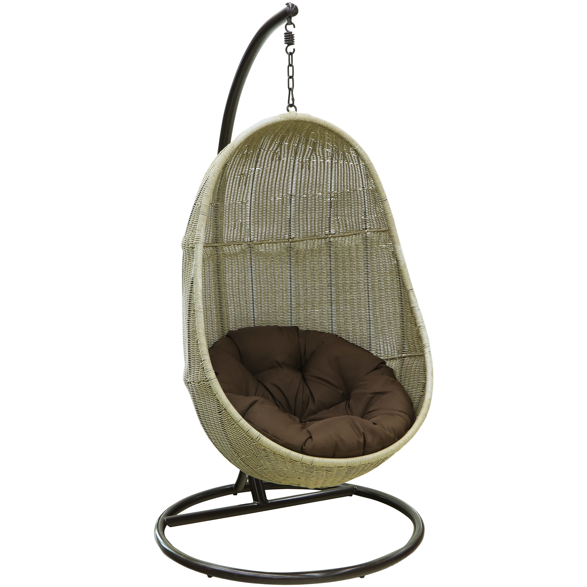 Кресло-гамак подвесное Tengorattan искусственный ротанг с подушкой 100х100х195 см, цвет черный
