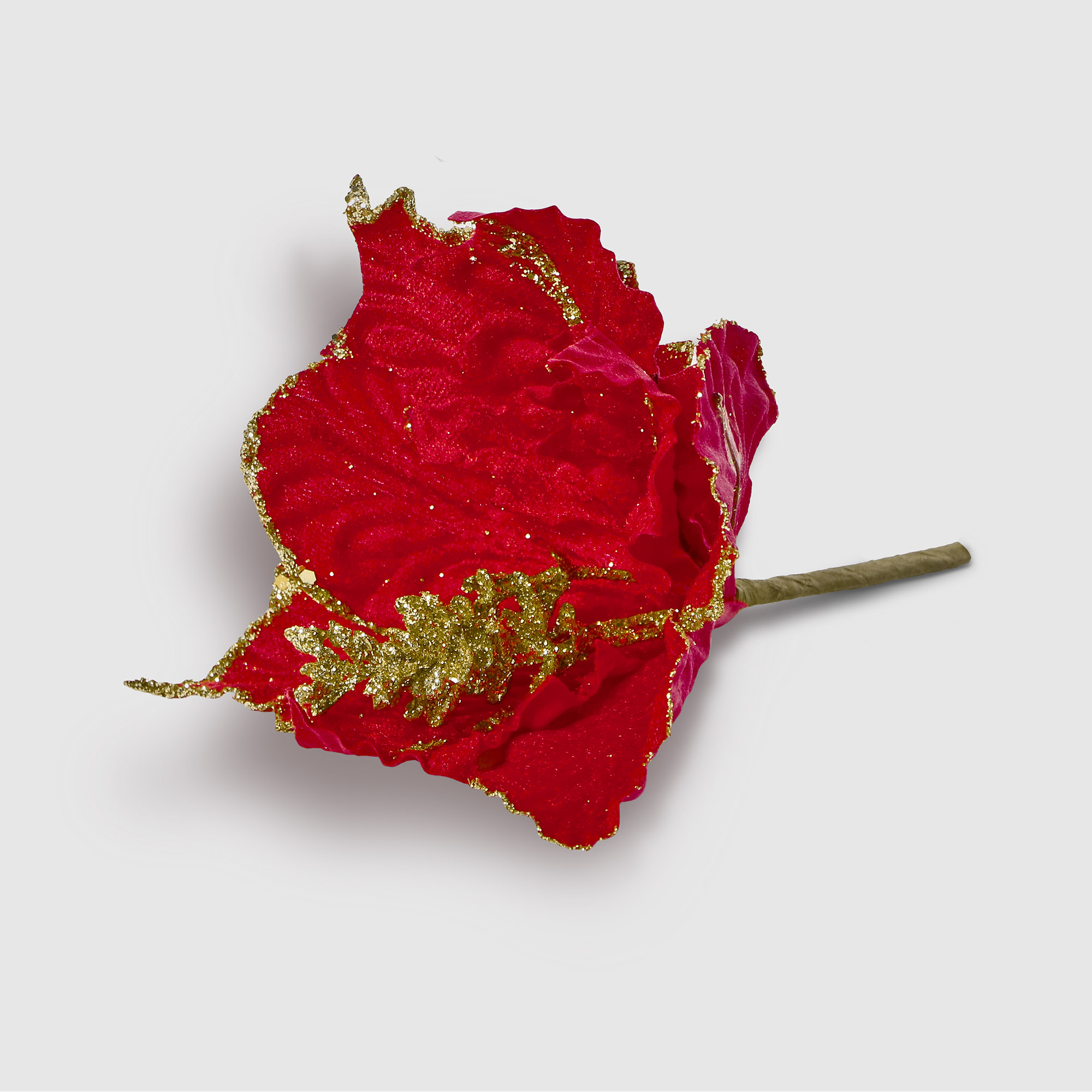 Цветок декоративный Due Esse Christmas 20 см красный с блестками - фото 1