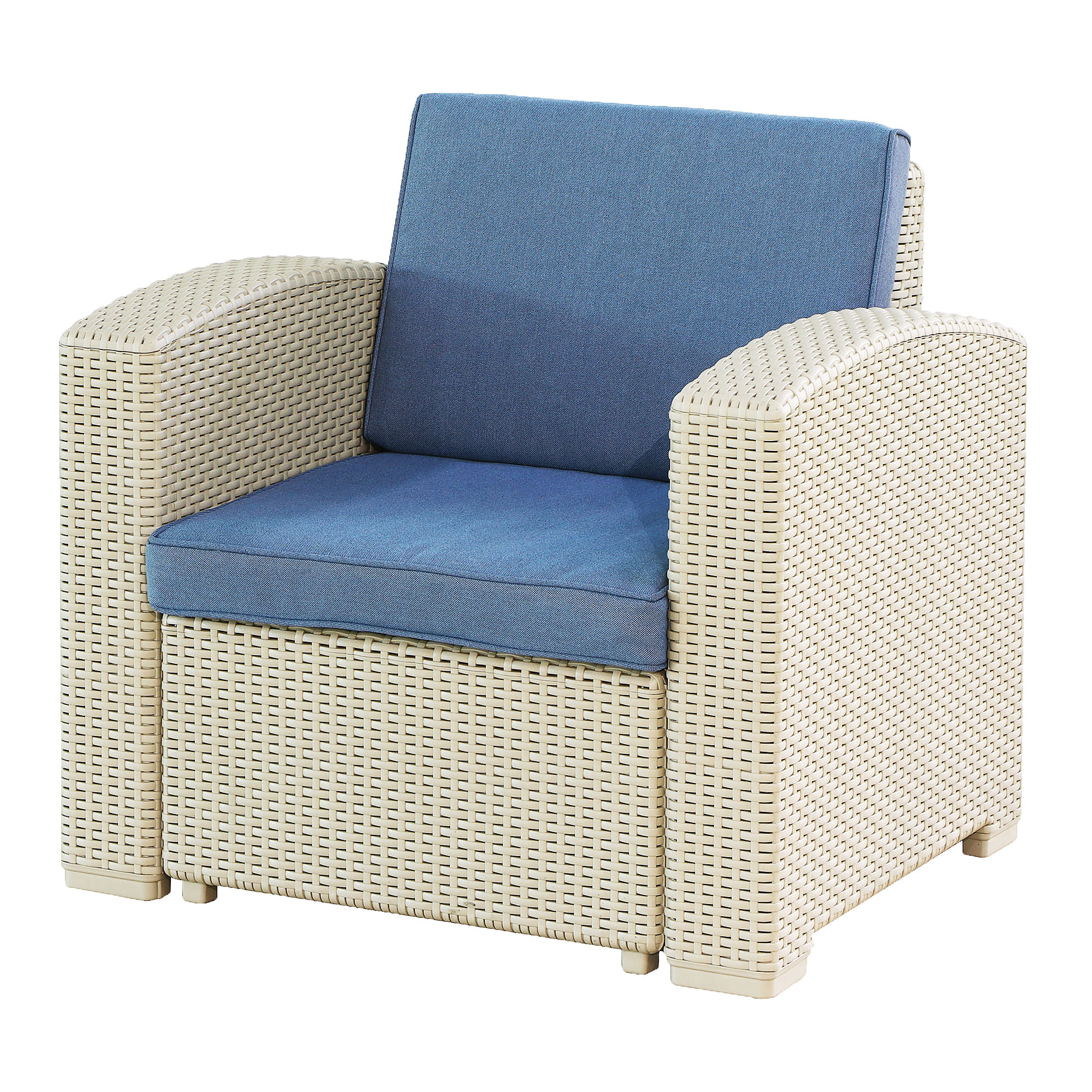 фото Комплект мебели lf: столик кофейный, софа 3-х местная с подушками 2 кресла синий