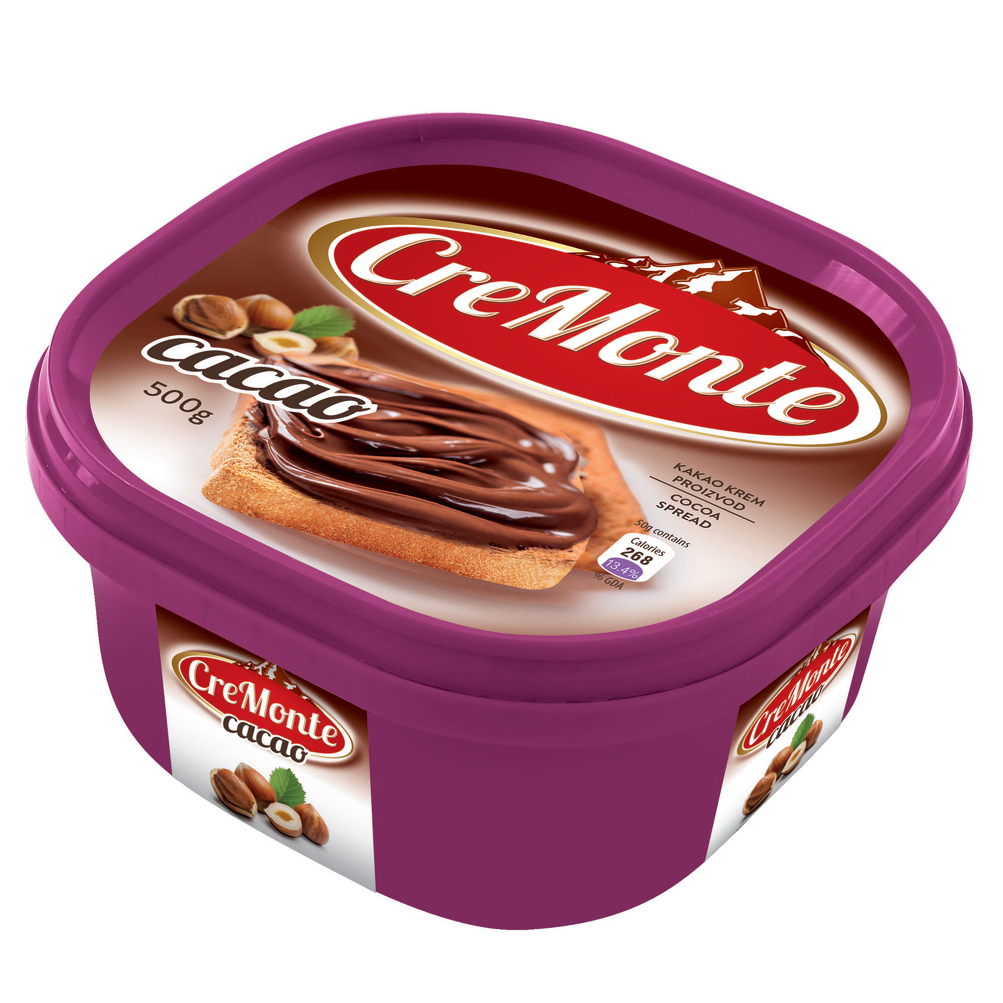 Паста ореховая CreMonte Cacao с добавлением какао 500 г