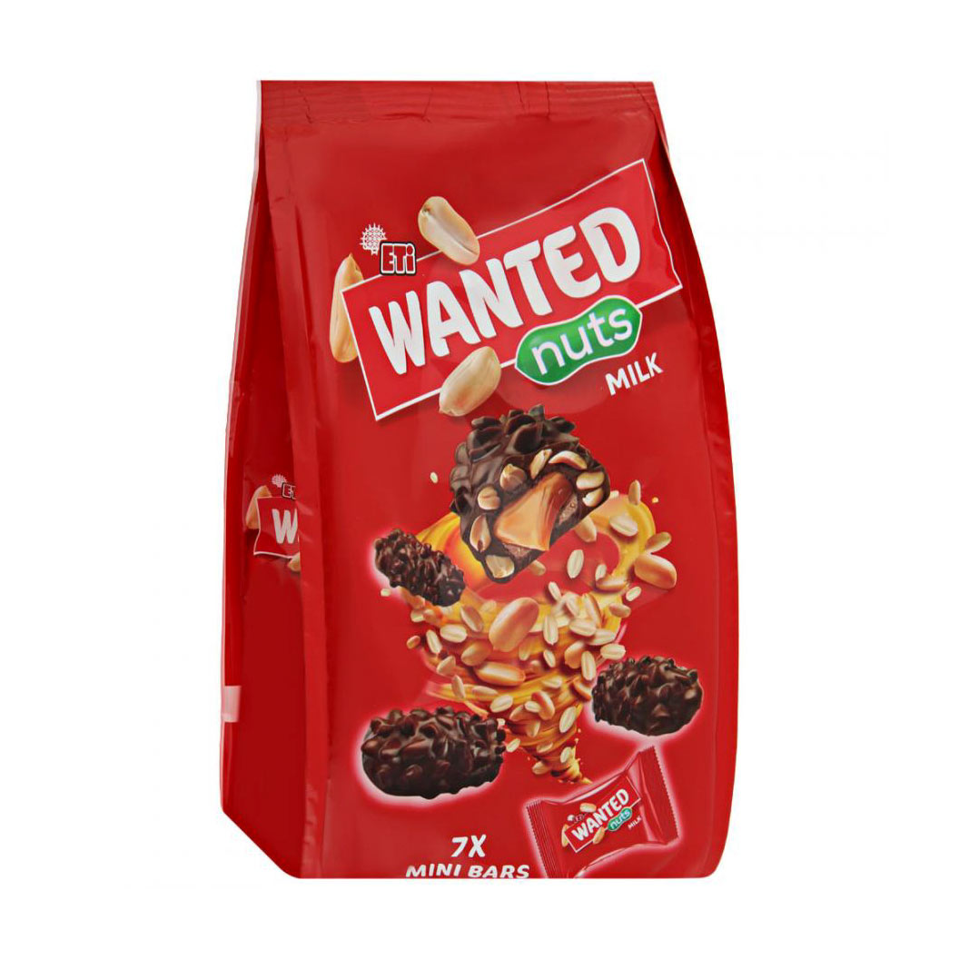 Шоколад молочный Семейка ОЗБИ ETI Wanted nuts milk Mini с начинкой из карамели и орехов, 140 г