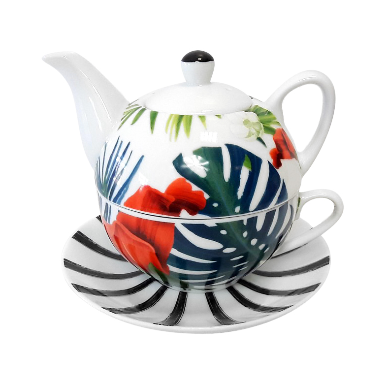 фото Чайник с чашкой porcelana bogucice tropico 1 персона