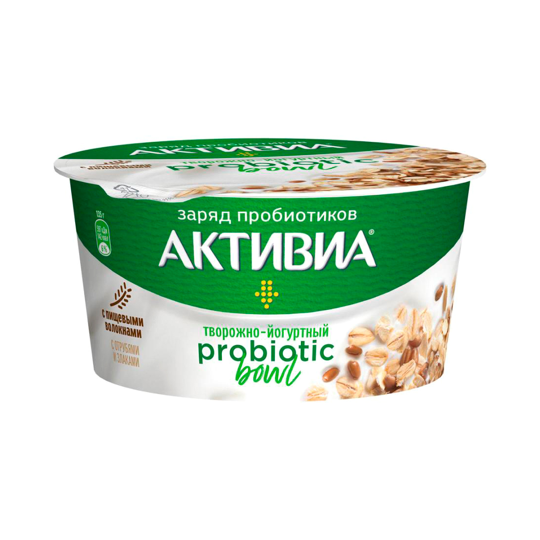 Продукт творожно-йогуртный Активиа Probiotic Bowl Отруби и злаки 135 г