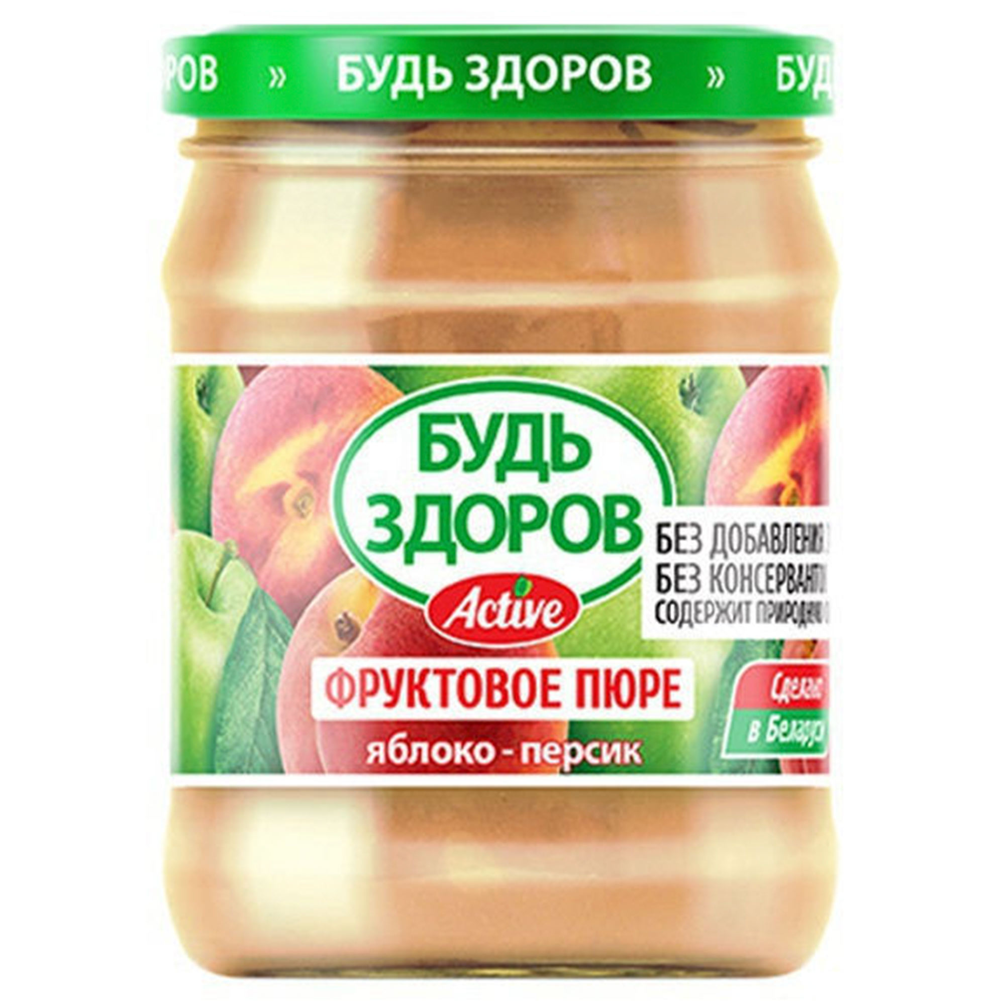 Фруктовое пюре Будь здоров Яблочно-персиковое 450 г