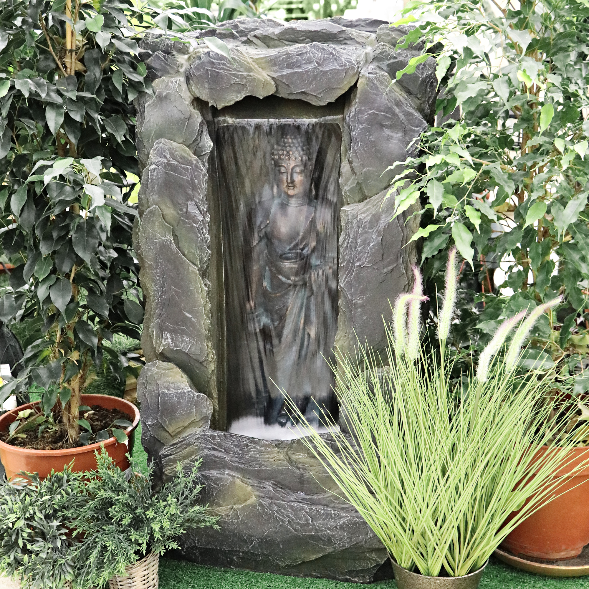 Фонтан Haomei Fountain Будда в скале 53,5x30x95 см, цвет серый - фото 2