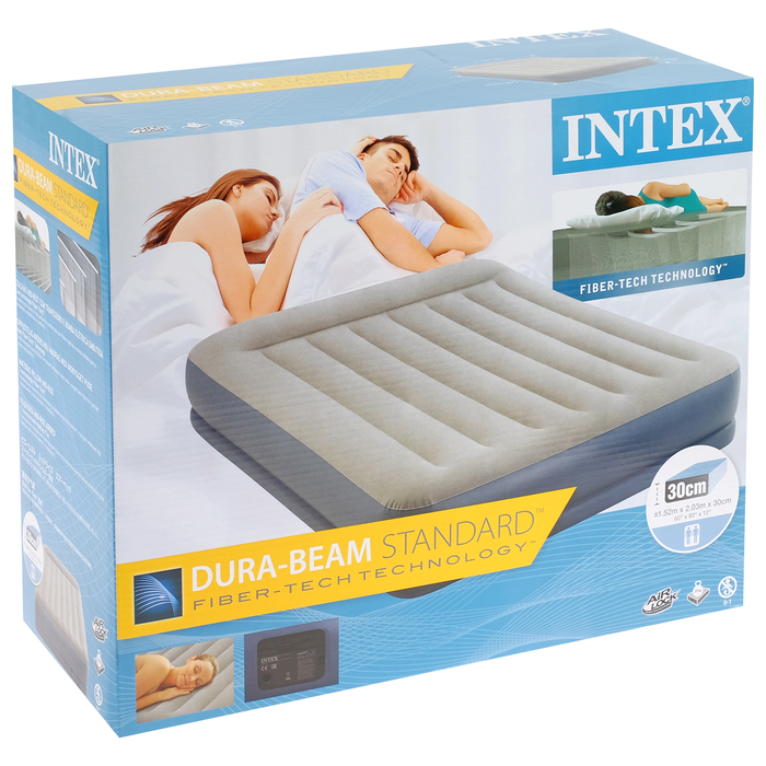 Кровать надувная Intex с насосом 152x203x30 см - фото 6