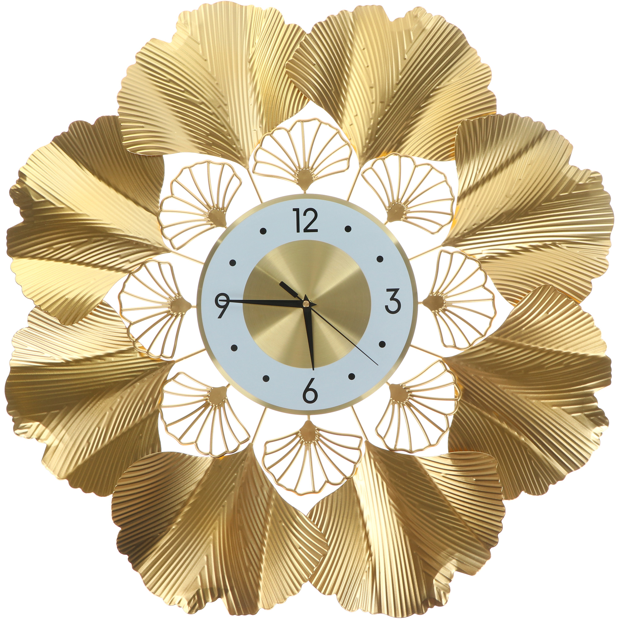 Настенные часы JJT Гинкго золотые 70х70 см, цвет белый