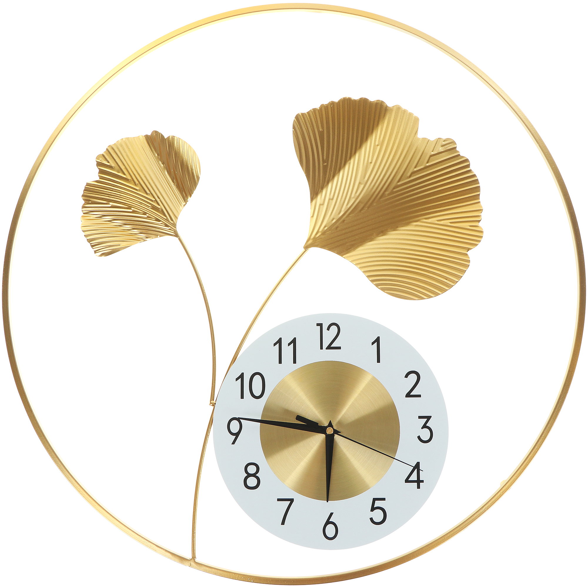 Часы настенные JJT Гинкго кольца,60х60 см, цвет золотой
