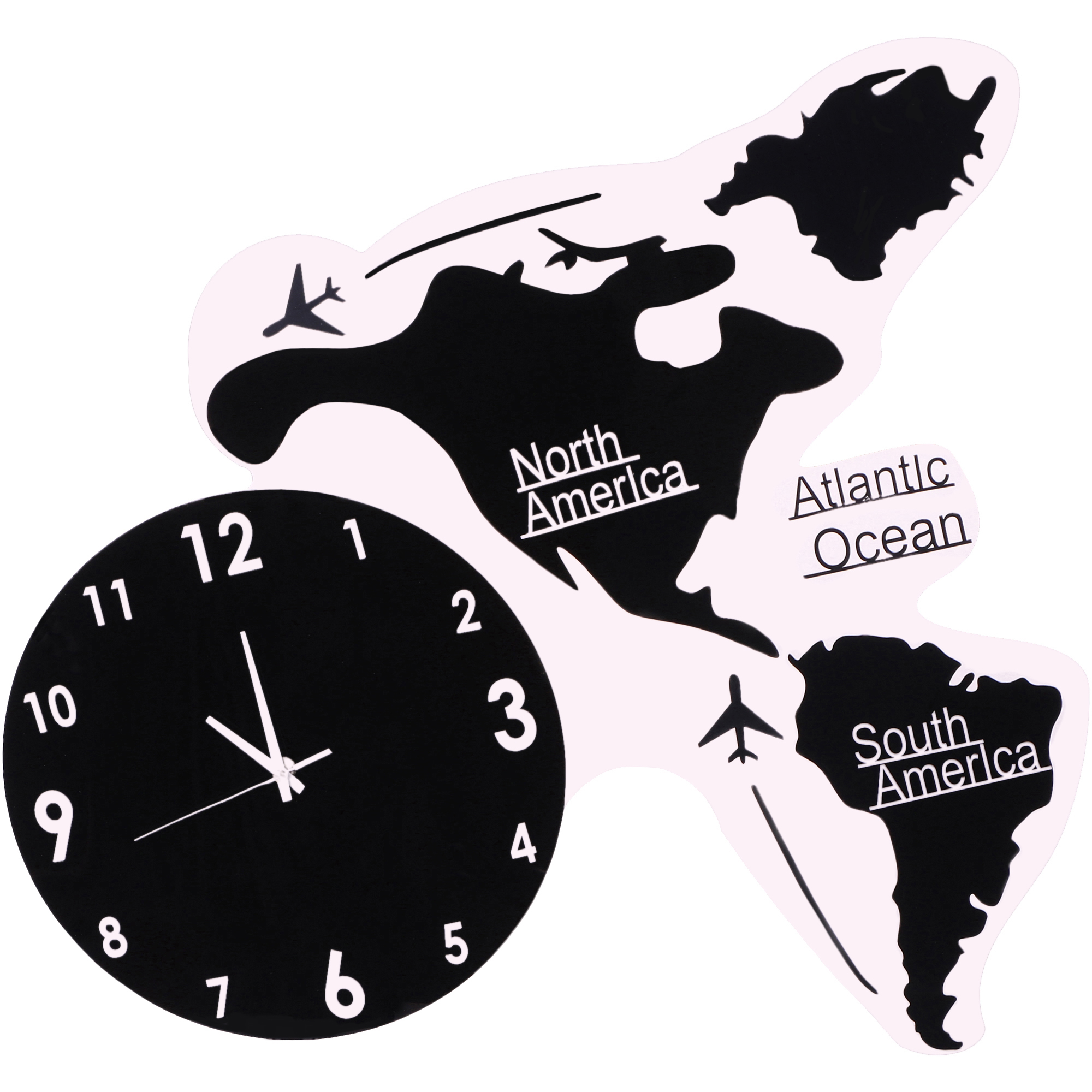 фото Часы jjt настенные diy карта мира, 120х55 см