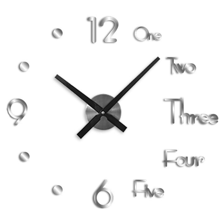 Часы настенные JJT Diy one two 120 см серебряные, цвет серебряный