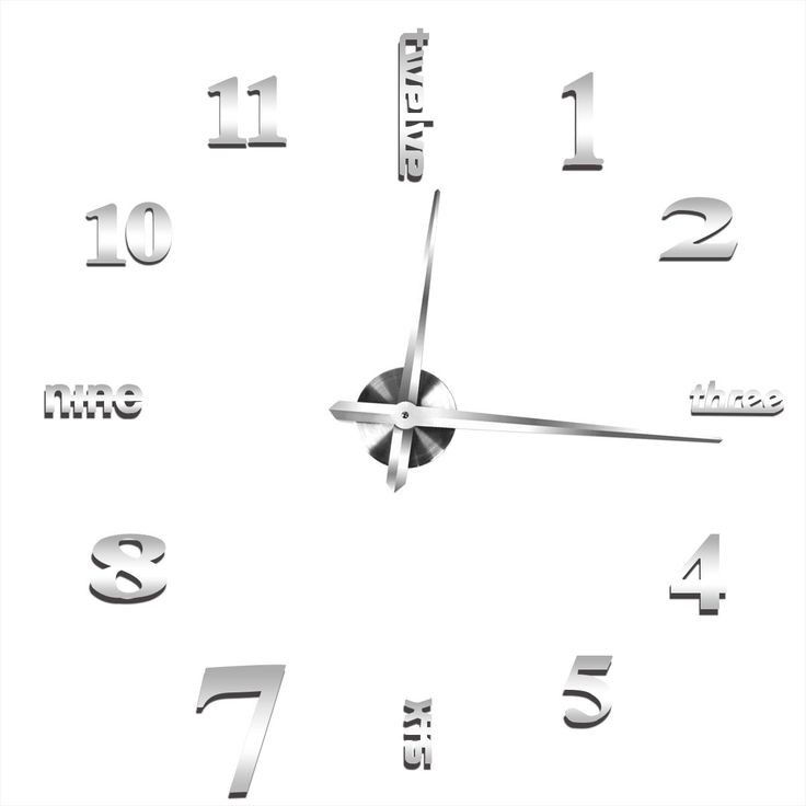 Часы настенные JJT Diy three six 120 см серебряные, цвет серебряный