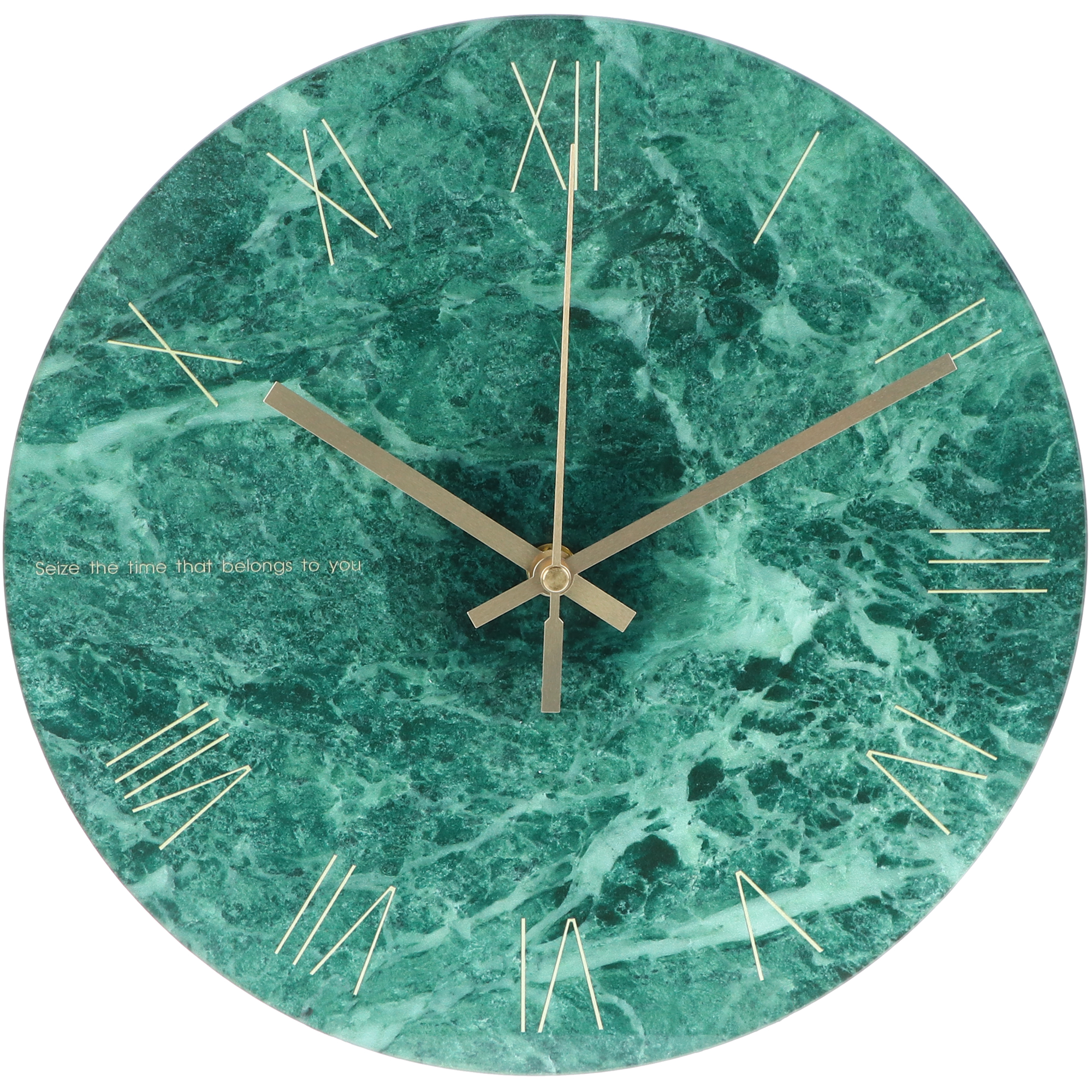 Настенный часы JJT зелёный мрамор 29,5х29,5 см