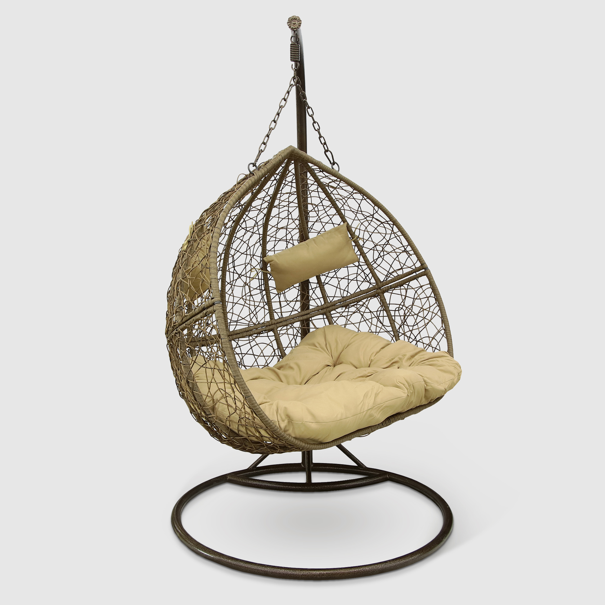 Кресло подвесное Art and craft furniture двухместное искусственный ротанг, цвет коричневый - фото 1