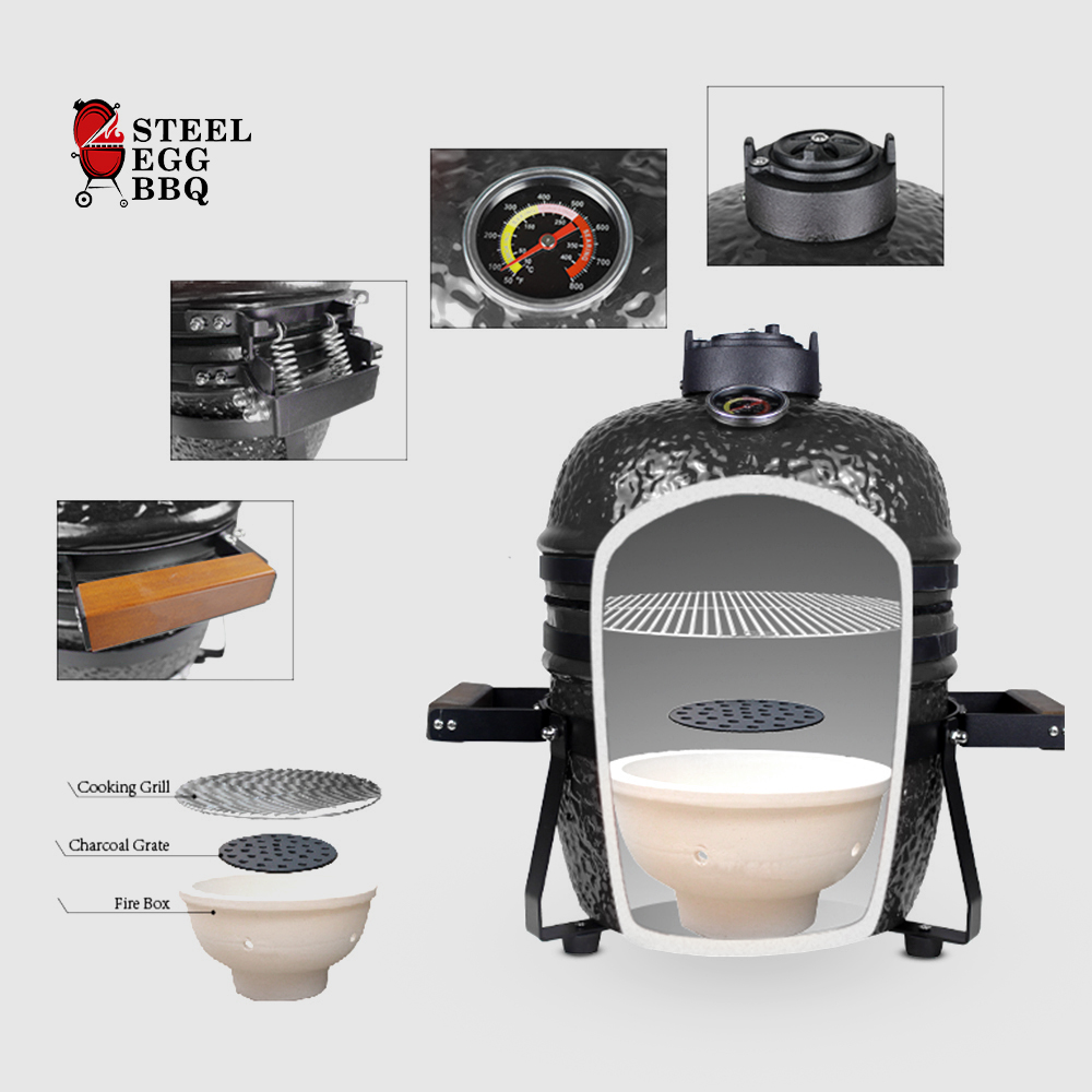 фото Барбекю керамическое steel egg bbq мини 50x38.5x47 см