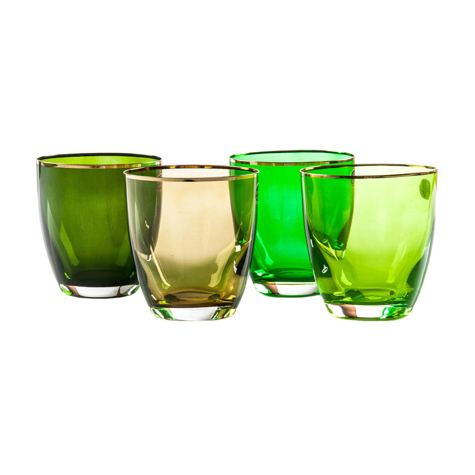 Набор стаканов для виски Bohemia Glass Кэти Арлекино зеленый 4 шт