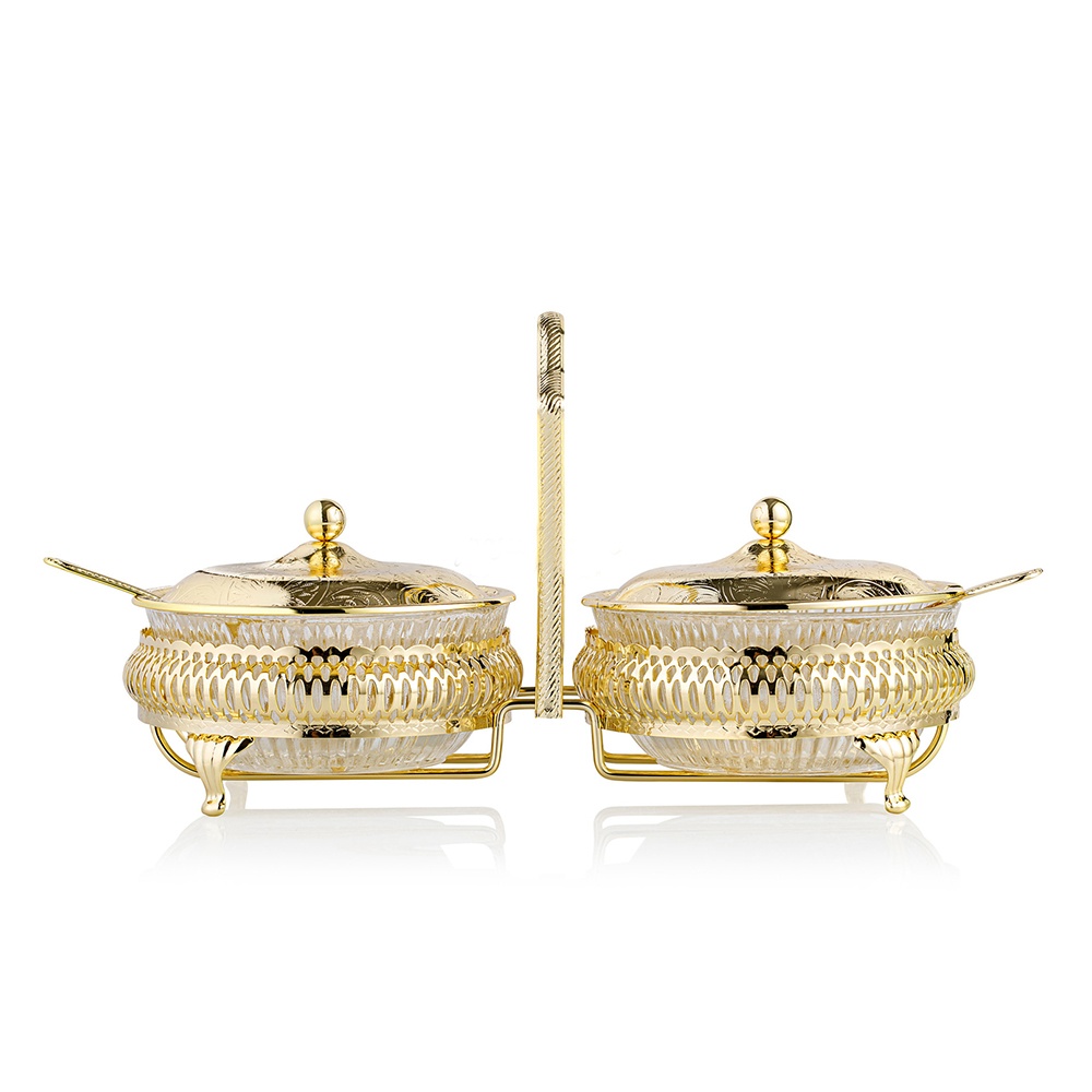 Набор вазочек для варенья Queen Anne с крышкой и ложками, цвет золотой - фото 1
