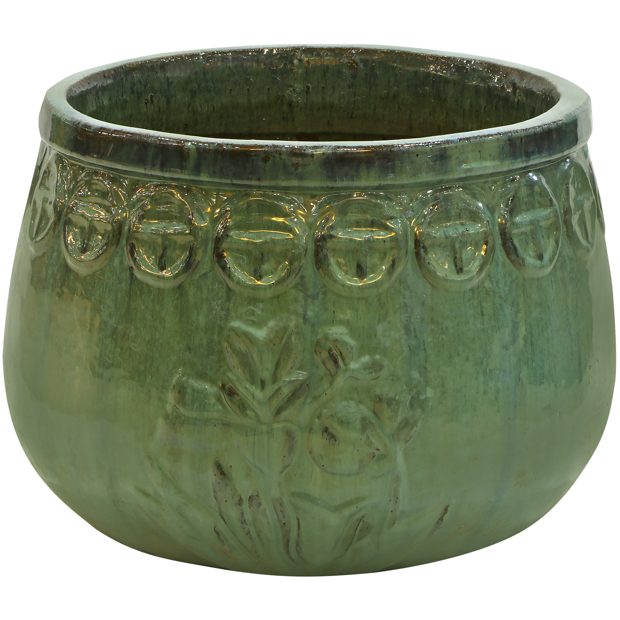 Кашпо Hoang pottery Цветы 52x35см зелёное