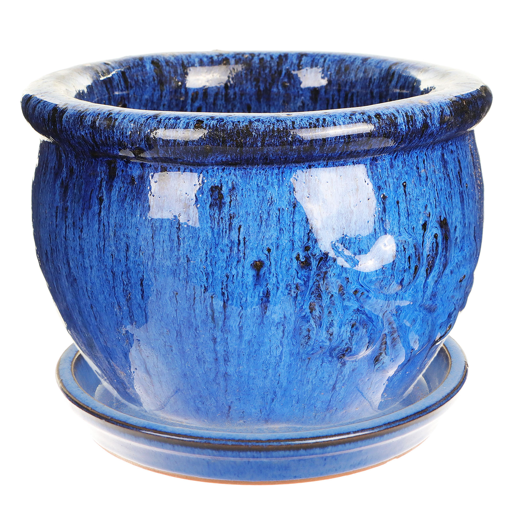 Горшок Hoang pottery олива 20x14 см синий c поддоном