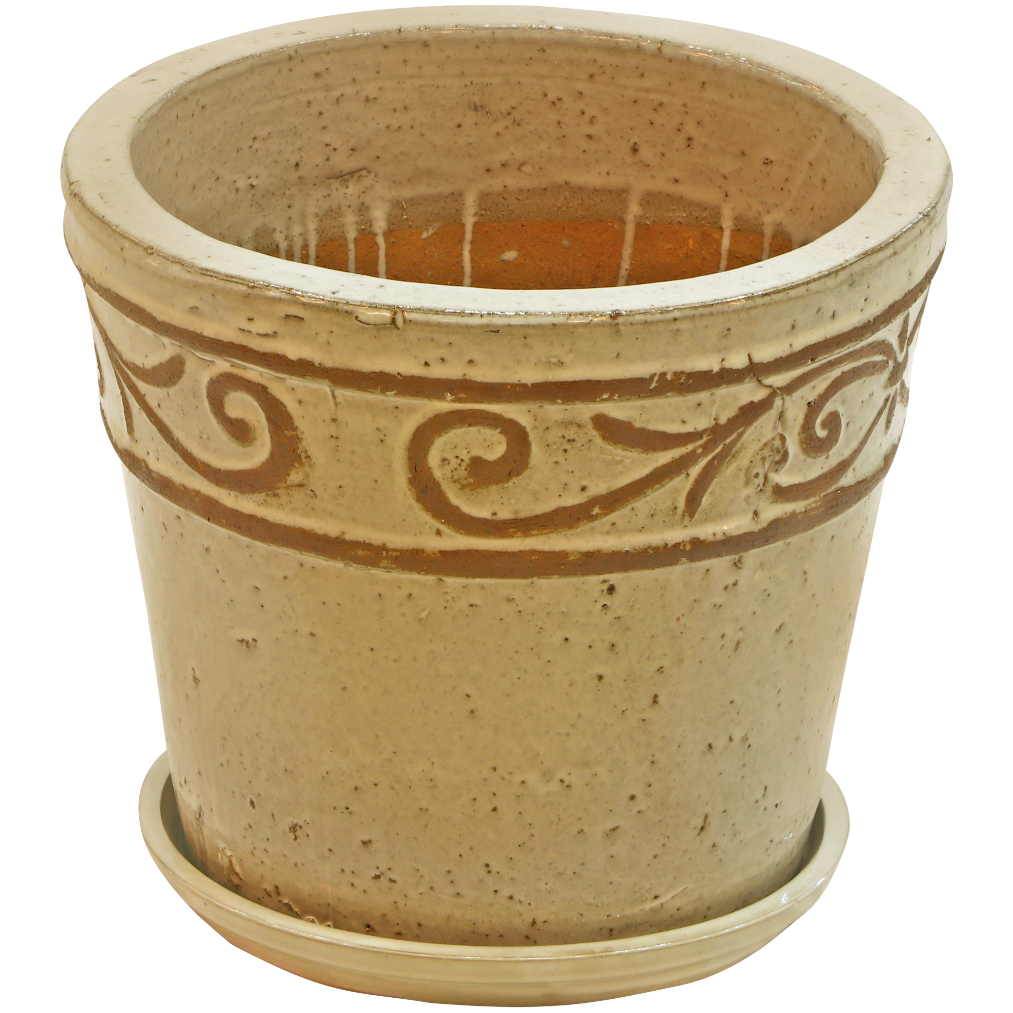 Горшок Hoang pottery Тоскана 36x32см белый с поддоном