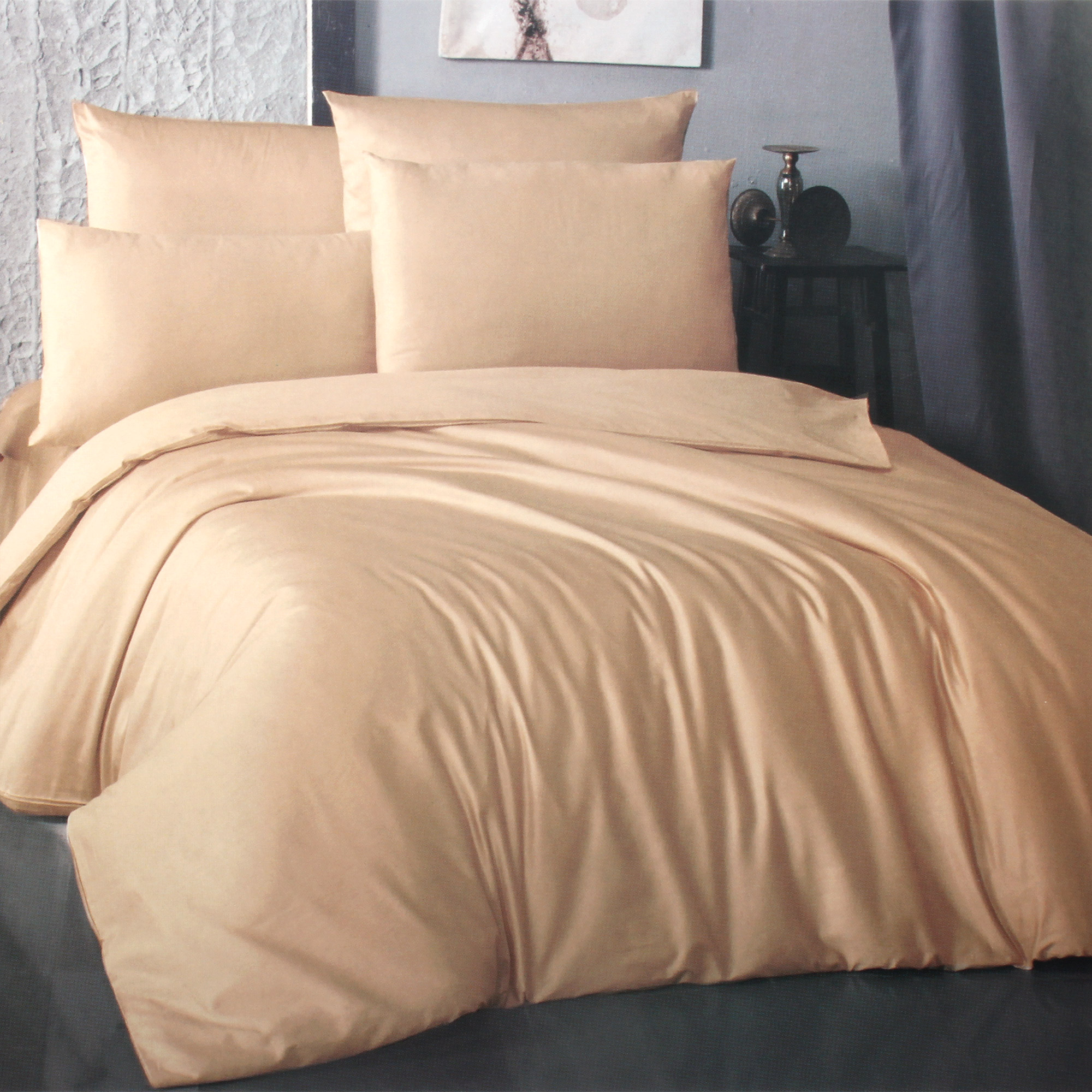 Комплект постельного белья La Besse Сатин тёмно-бежевый Полуторный, размер Полуторный - фото 1