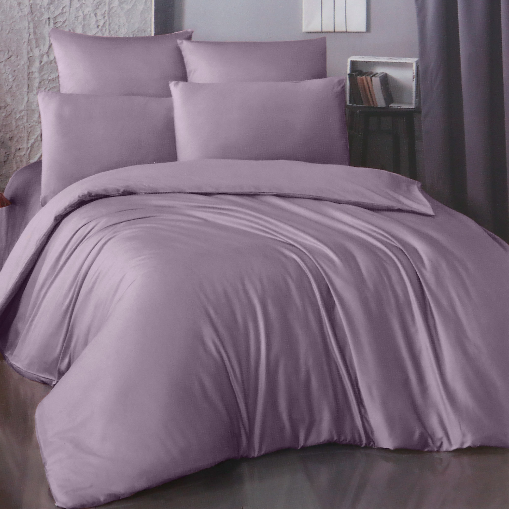 Комплект постельного белья La Besse Ранфорс сливовый Кинг сайз, размер Кинг сайз - фото 1