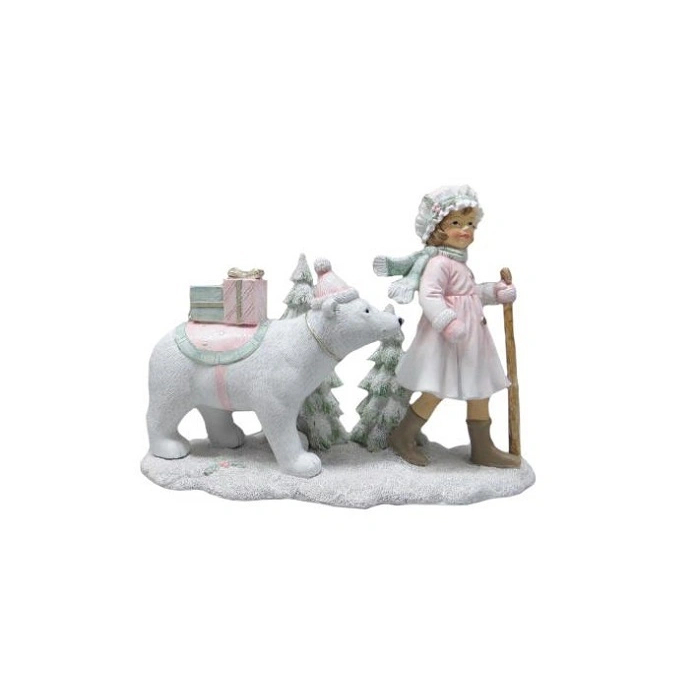 Фигурка декоративная Royal gifts Девочка и белый медведь 22 см