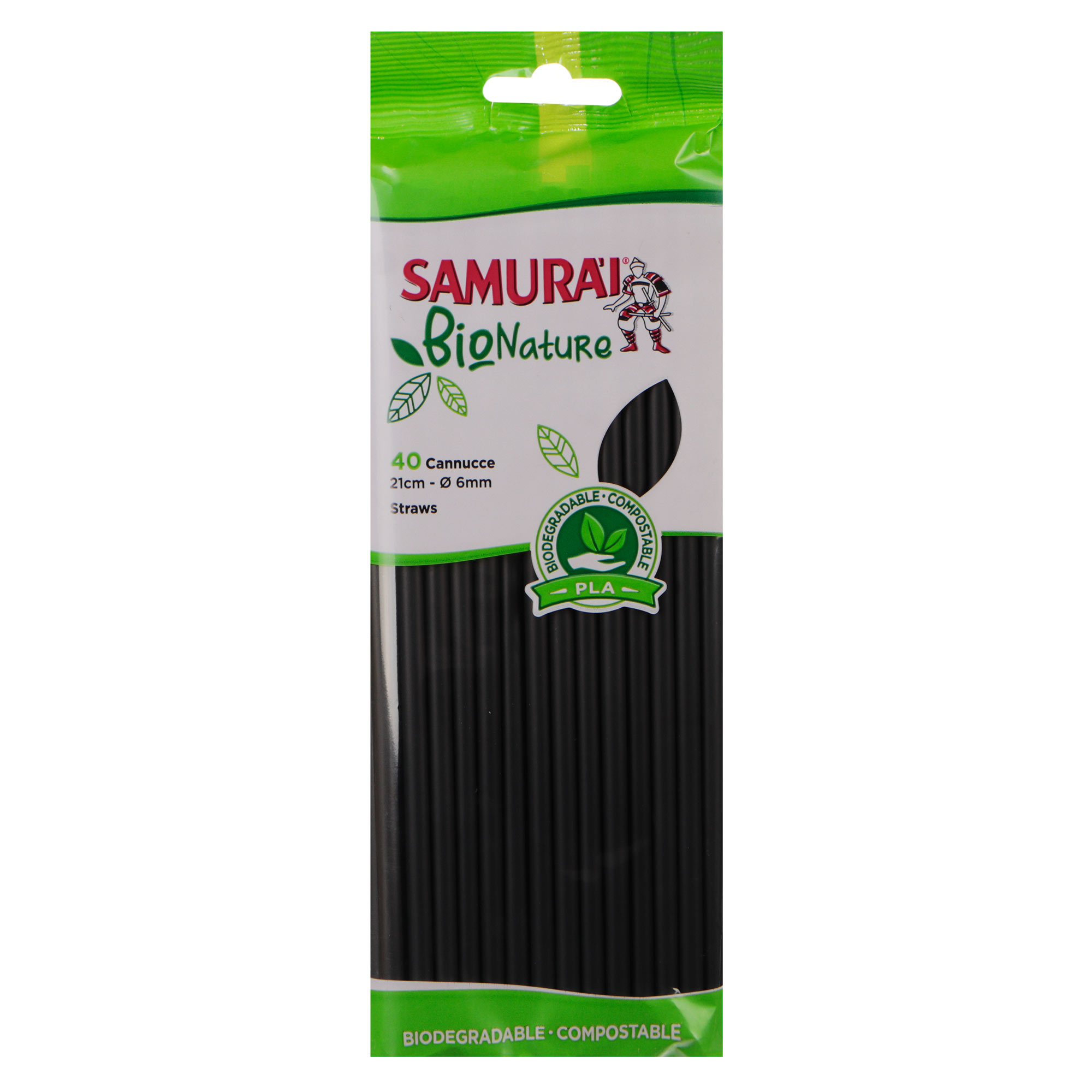 Трубочки пластмассовые Sisma Samurai 21 см 40 шт черные, цвет черный - фото 1
