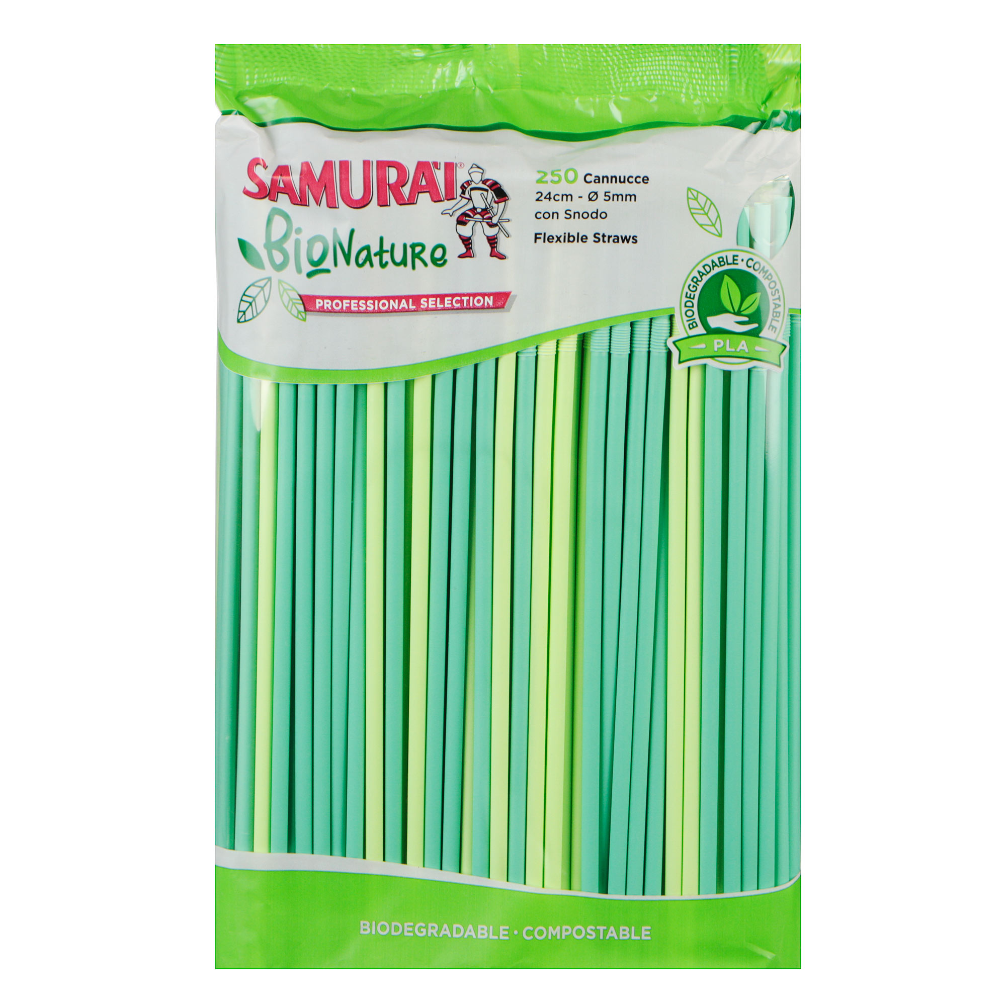 Трубочки пластмассовые Sisma Samurai 24 см 250 шт зеленые