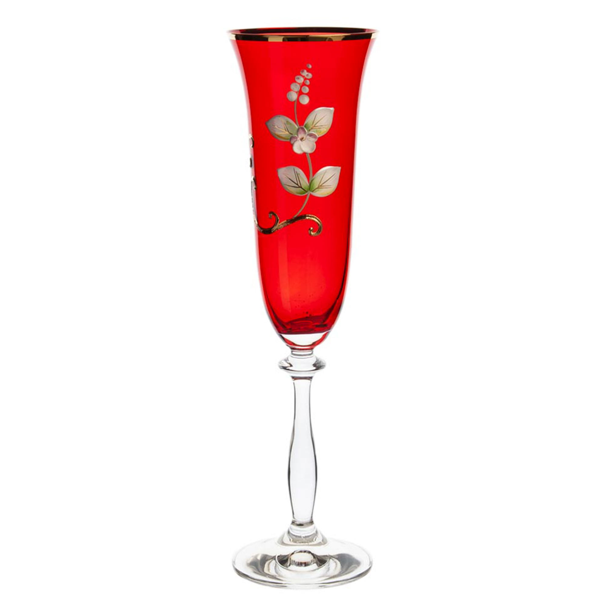 Набор бокалов для шампанского Анжела красный 6 шт - фото 1