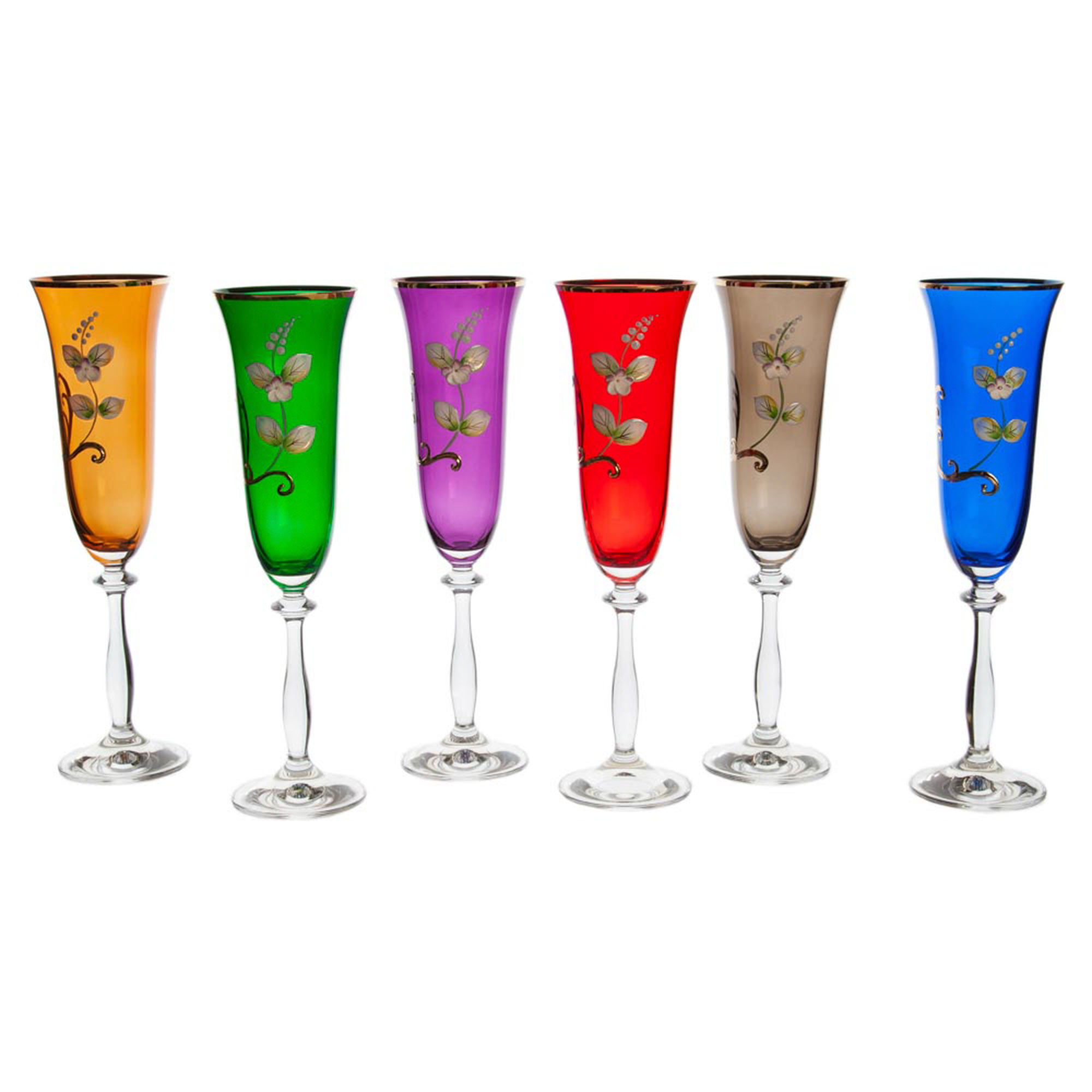 Набор бокалов для шампанского Анжела V0011Q Арлекино 6 шт, цвет разноцветный - фото 1