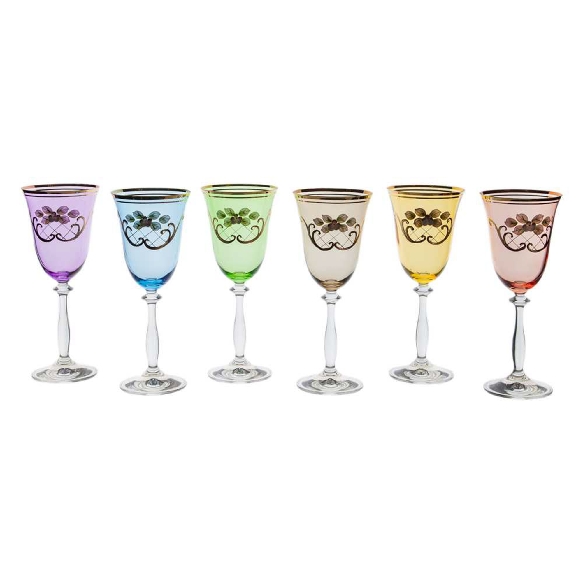 Набор бокалов для вина Анжела V0023Q Арлекино 6 шт, цвет разноцветный - фото 1