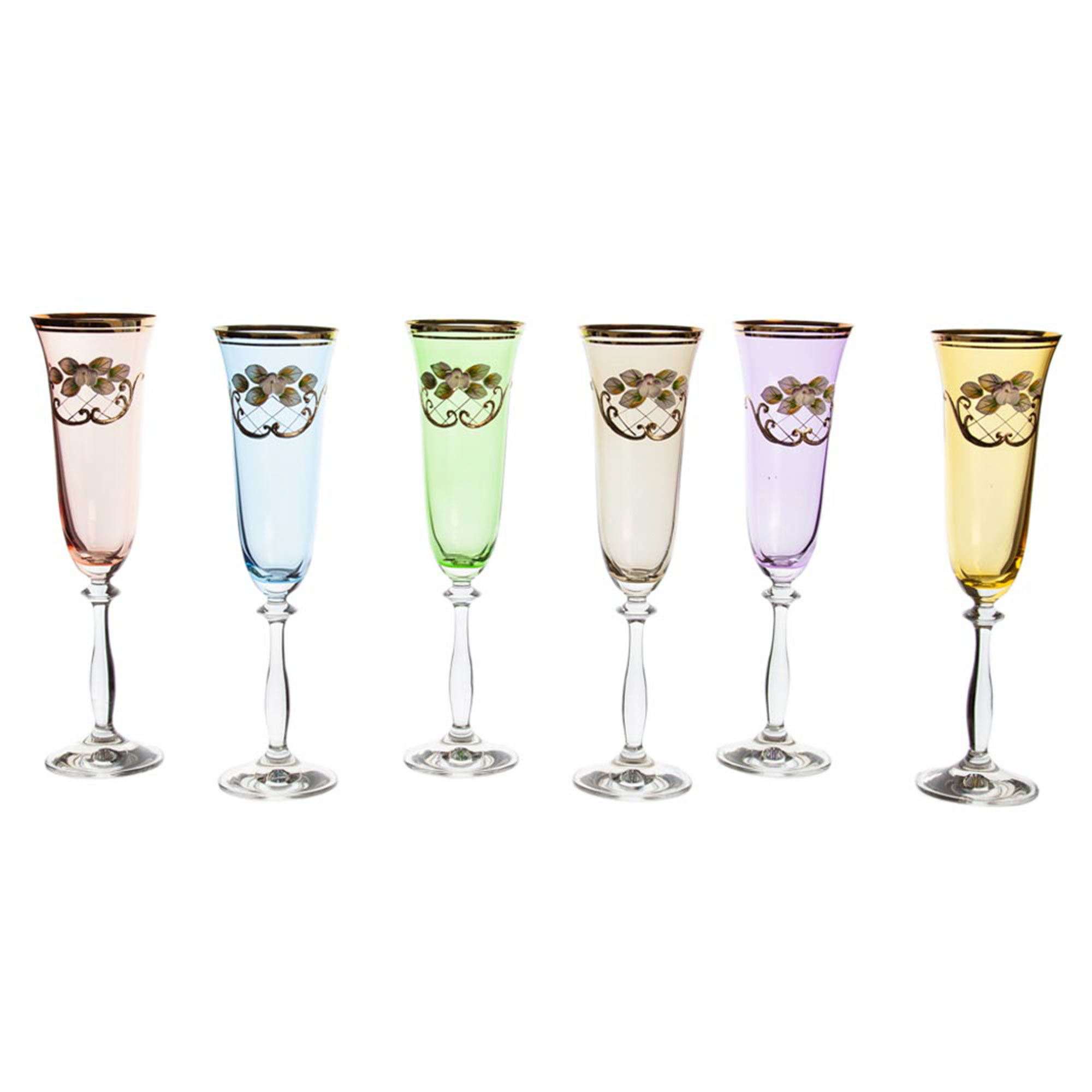Набор бокалов для шампанского Анжела V0023Q Арлекино 6 шт, цвет разноцветный - фото 1