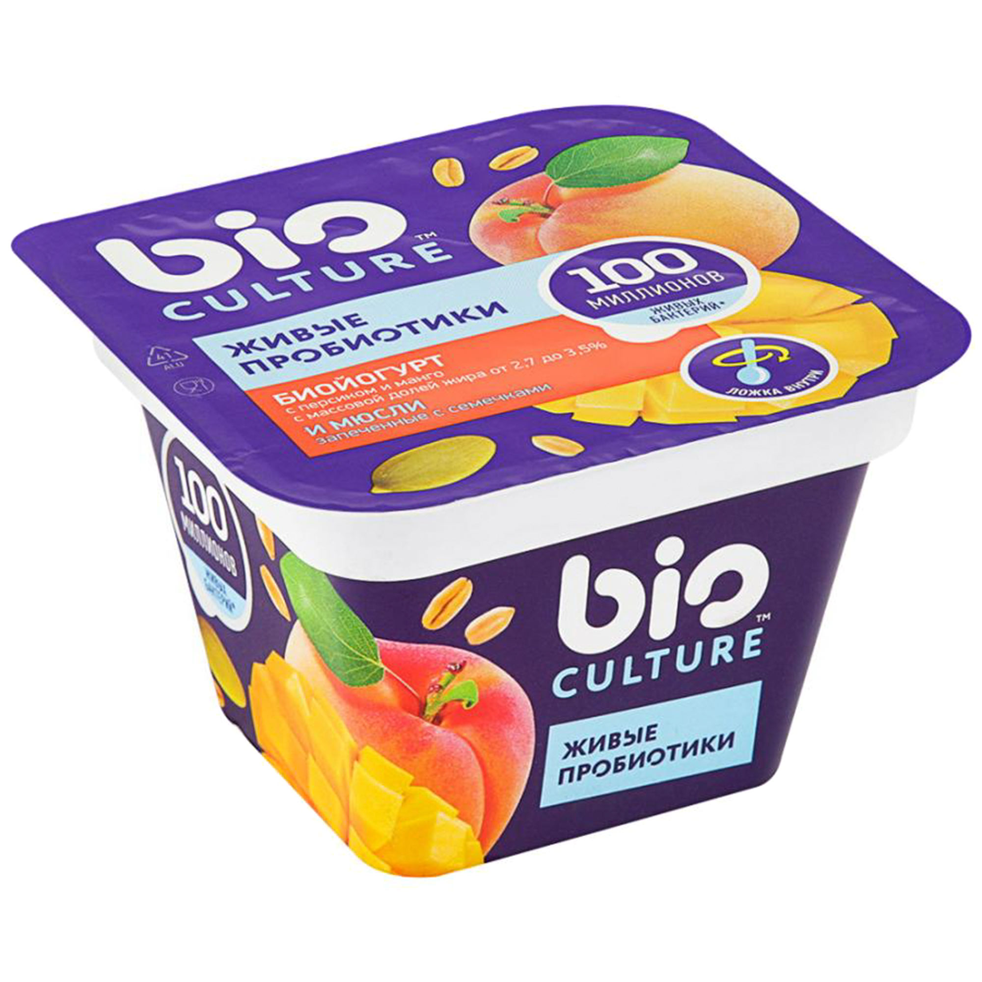 Йогурт Bio Culture Персик, манго 2,7-3,5% 130 г