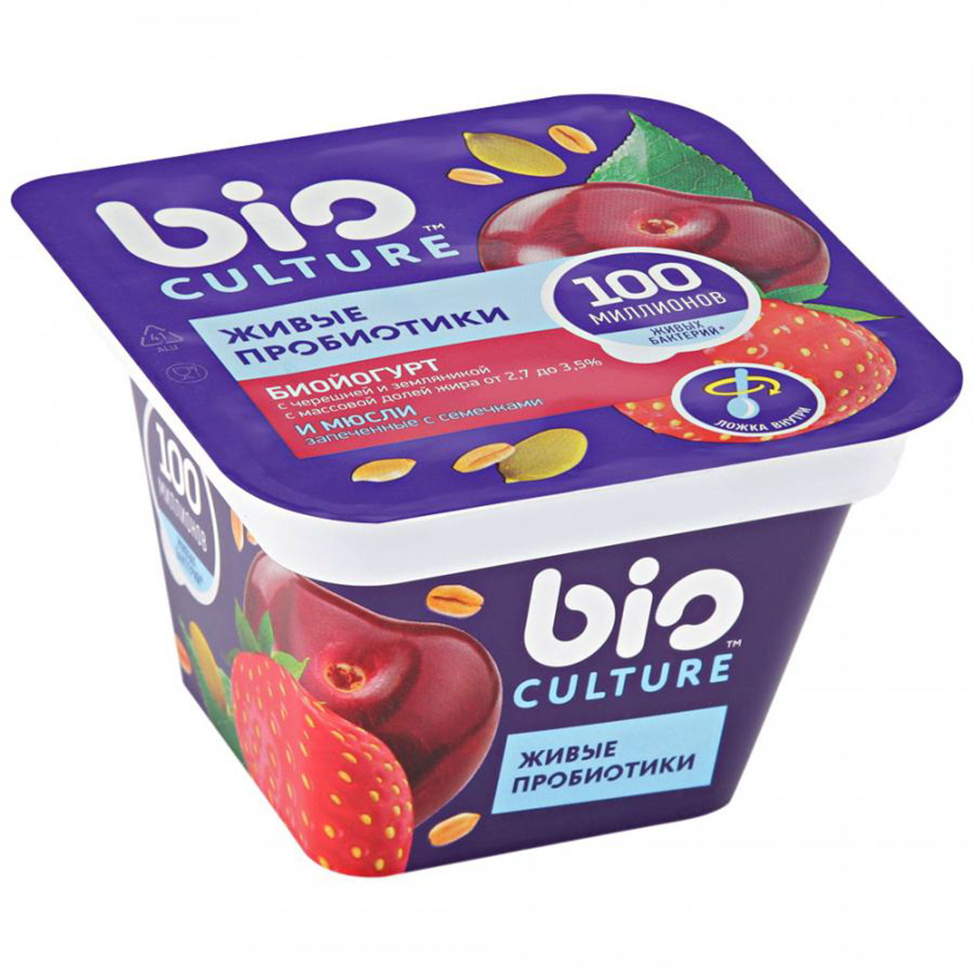 Йогурт Bio Culture Черешня, земляника 2,7-3,5% 130 г