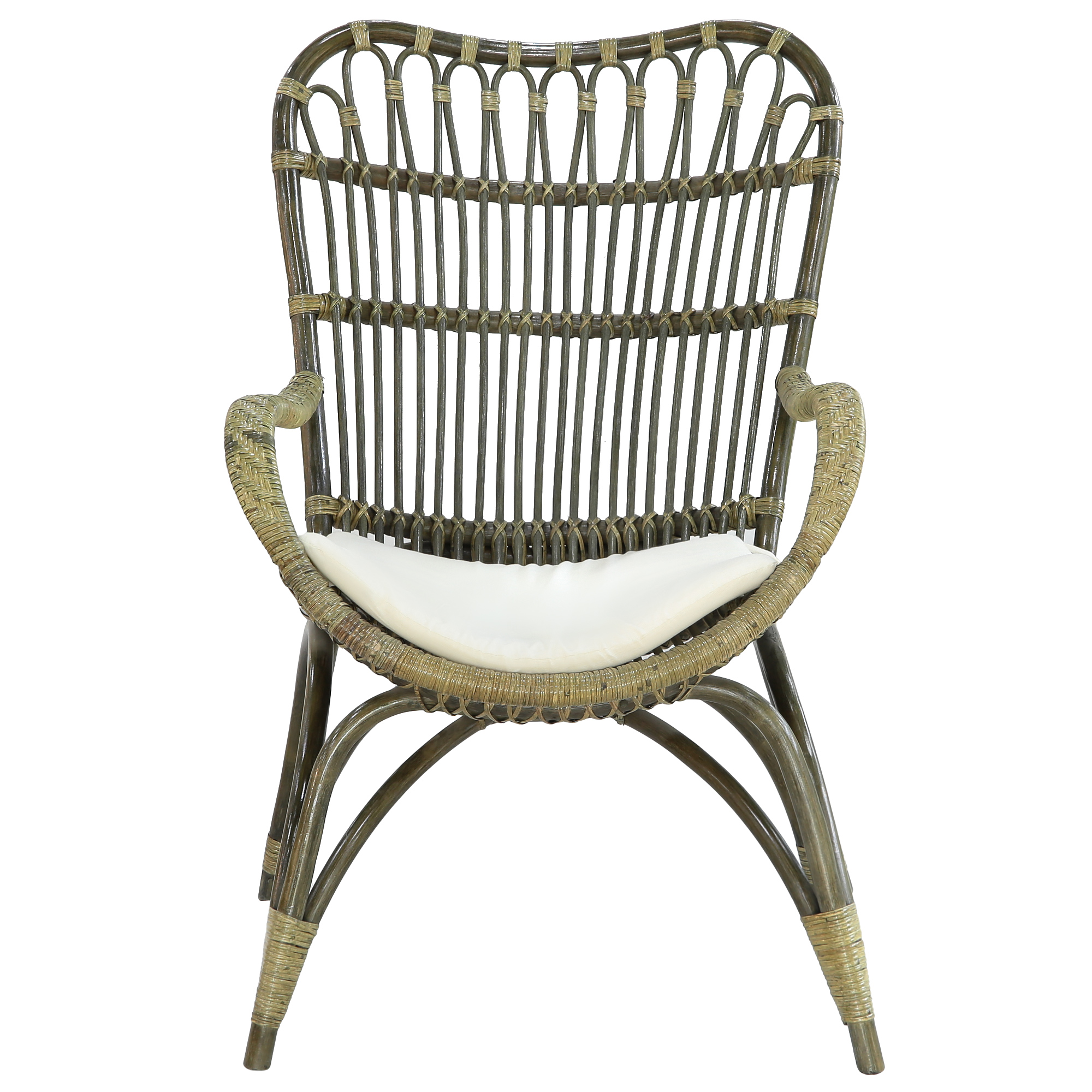 фото Кресло rattan grand lounge olive green с подушкой