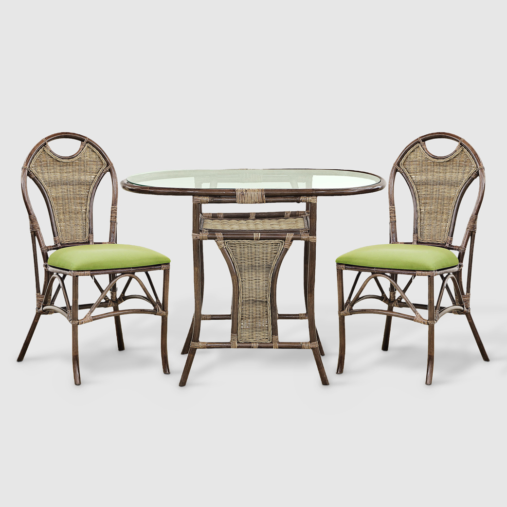 Комплект Rattan grand Lovers medium brown стол + 2 стула, цвет коричневый - фото 1