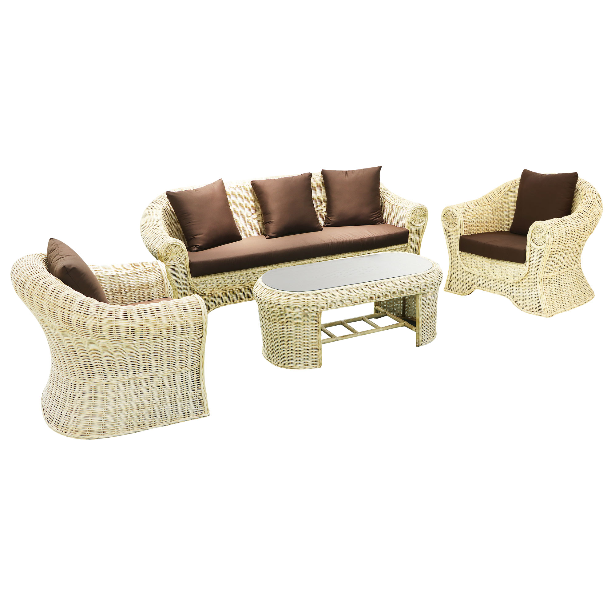 фото Комплект rattan grand: диван + стол + 2 кресла natural