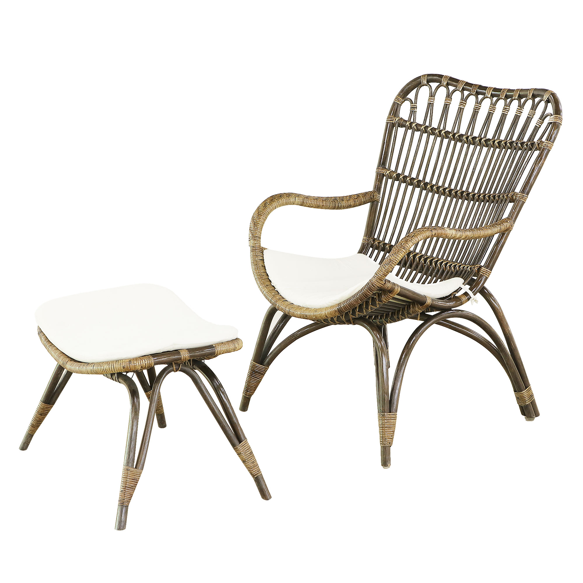 Комплект Rattan grand: кресло, оттоманка lounge md brown, цвет коричневый - фото 1