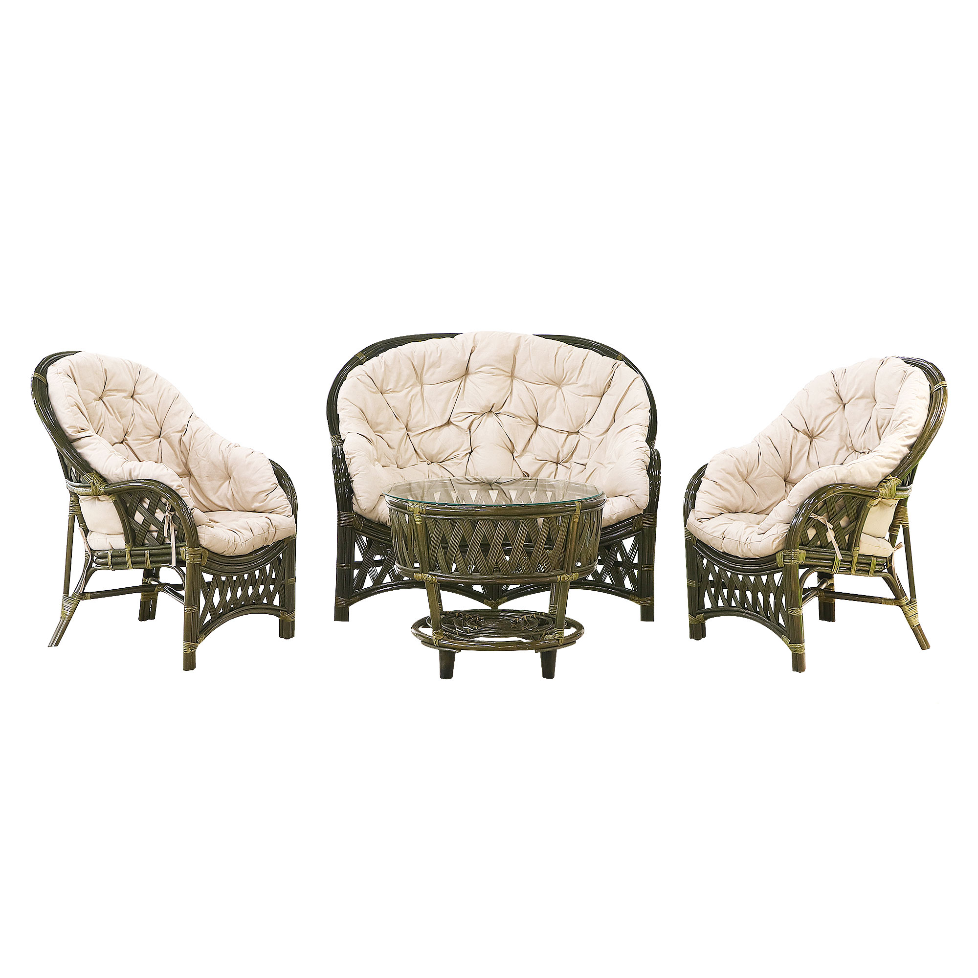 фото Комплект мебели rattan grand amalfi olive: диван, стол, 2 кресла