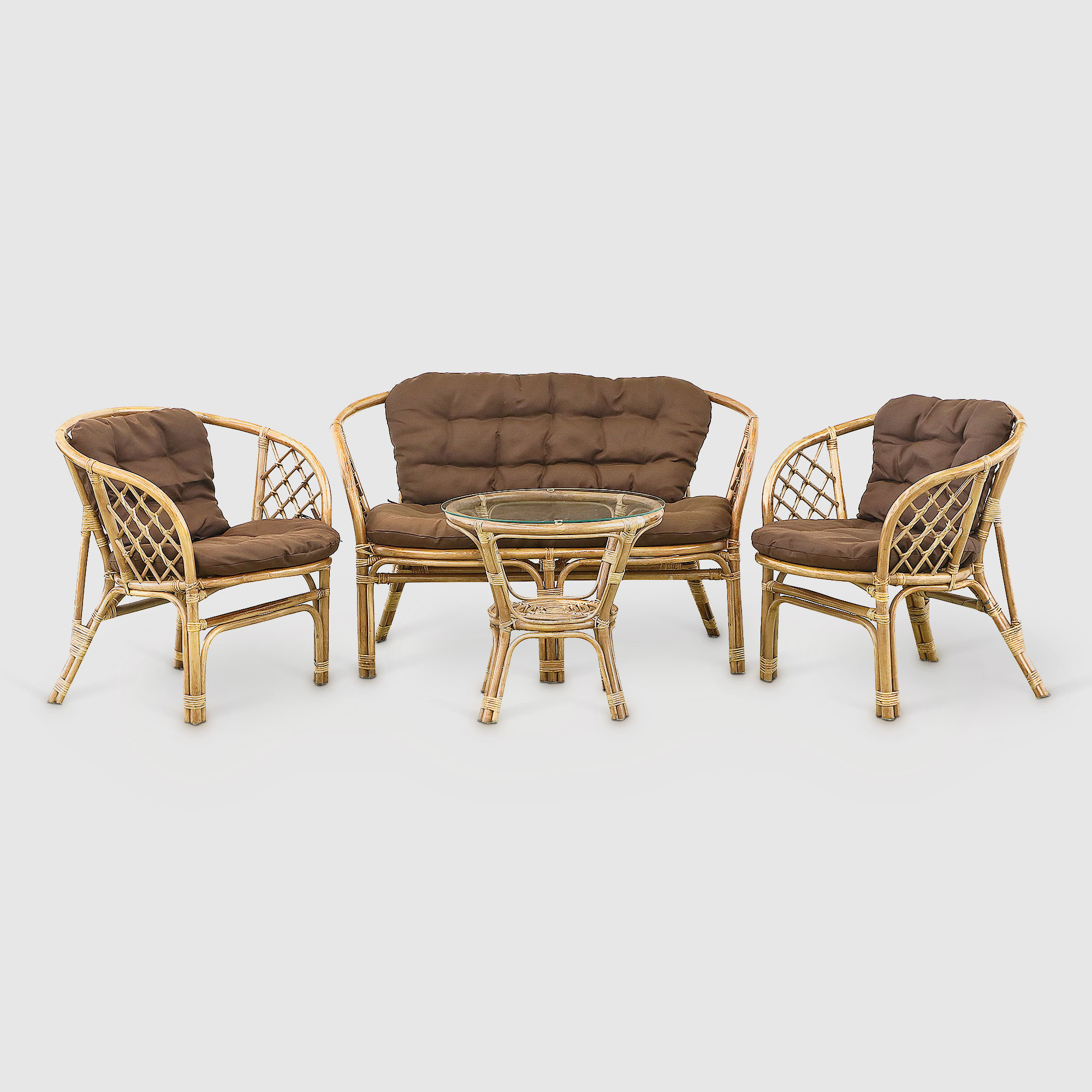 Комплект мебели Rattan grand toscana hon: диван, стол, 2 кресла, цвет светло-коричневый - фото 1