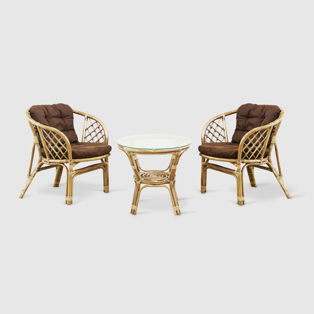 Комплект мебели Rattan grand toscana dk hon: столик, 2 кресла, цвет светло-коричневый - фото 1