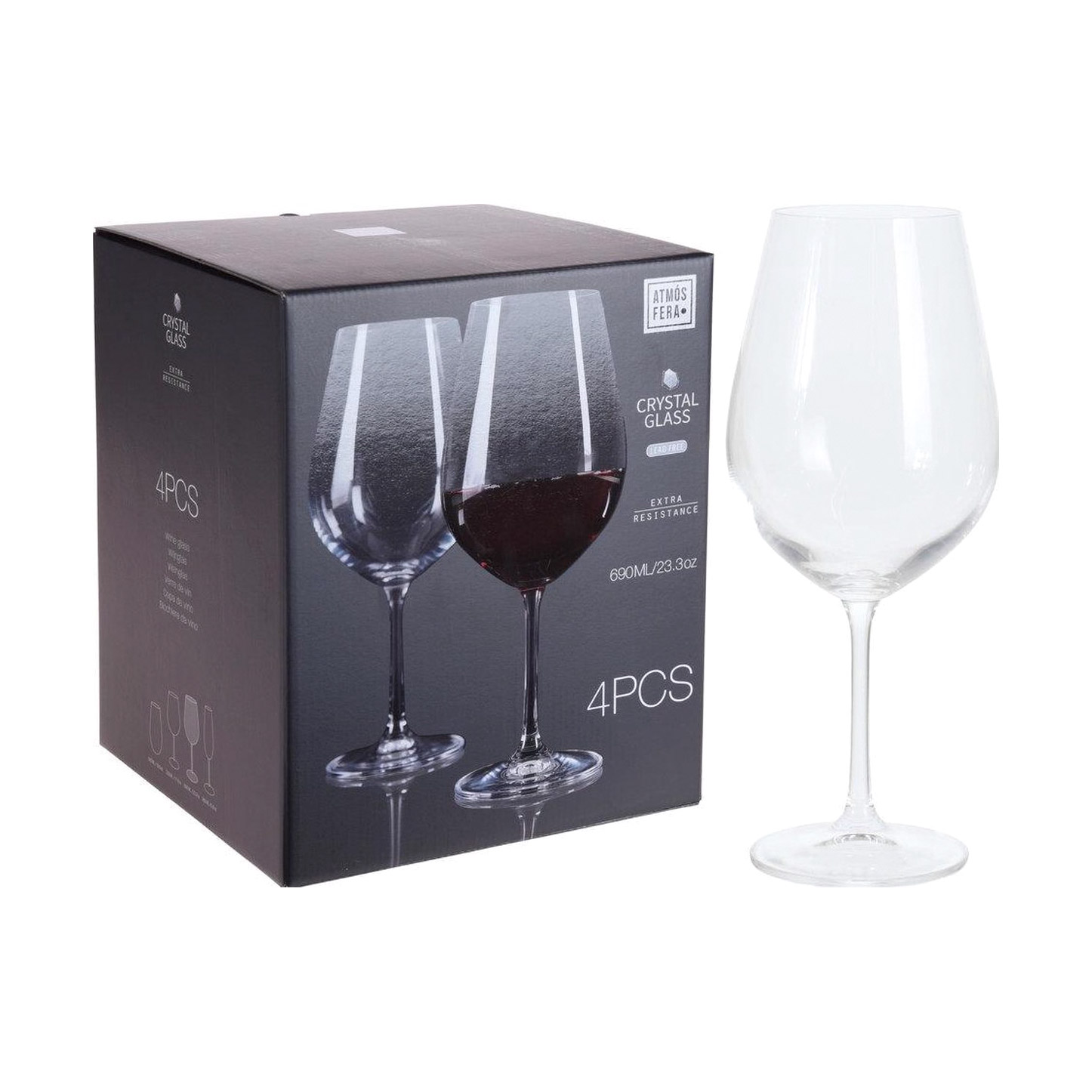 Набор бокалов для вина Koopman 690 мл 4 шт, цвет прозрачный - фото 1
