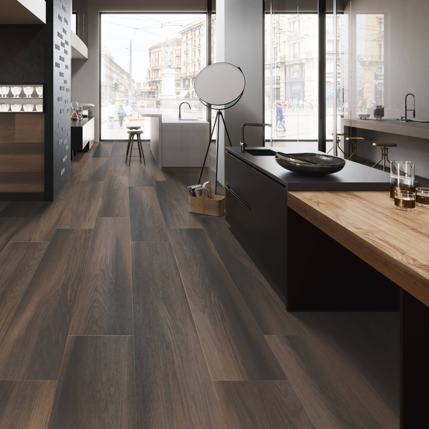 фото Плитка kerama marazzi milano фоссил вуд sg040200r коричневый темный обрезной 40x238,5x1,1 см