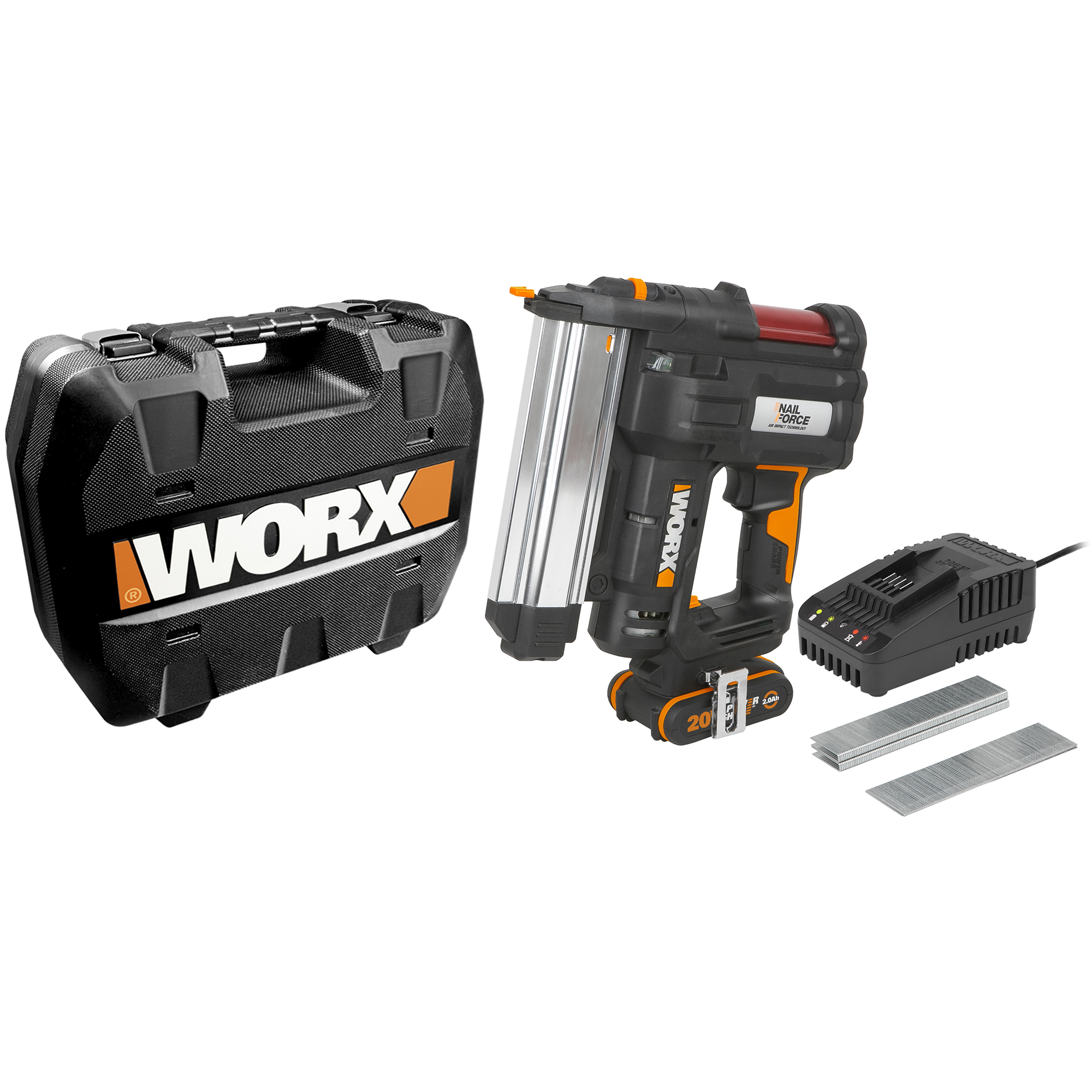 фото Аккумуляторный гвозде-скобозабиватель worx wx840 20 в, 2ач х1, зу 2а, коробка